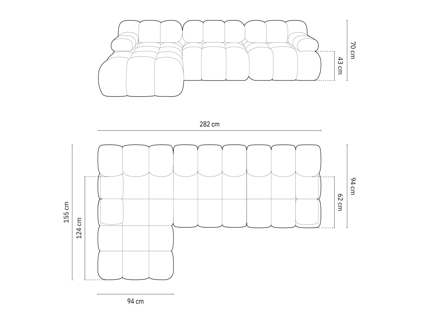 Modulinis minkštas kampas ST8341 su pažeista pakuote