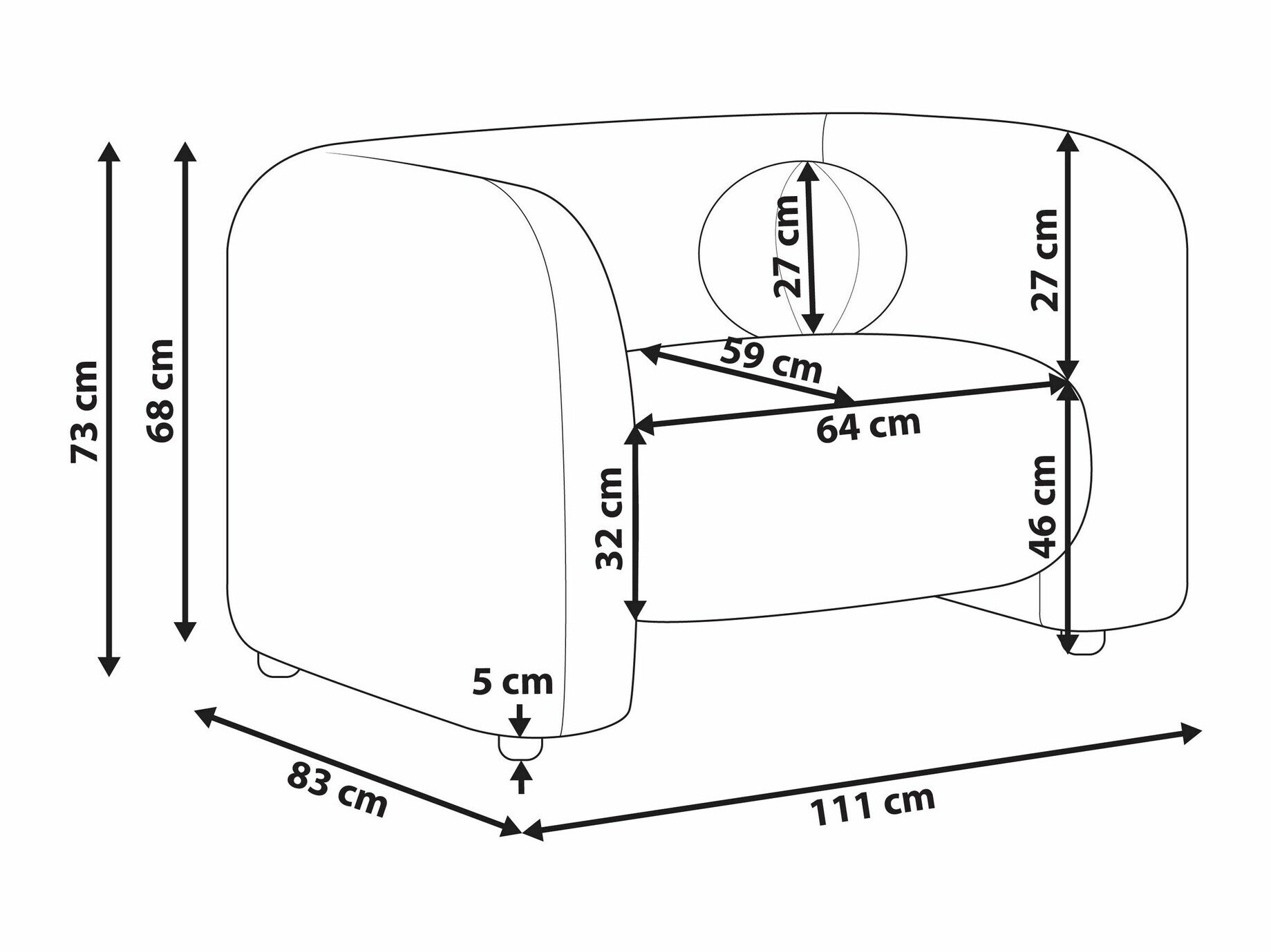 Fotelis Veselme 100 (Balta)