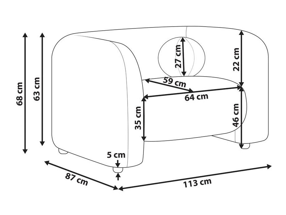 Fotelis Veselme 100 (Tamsi ruda)