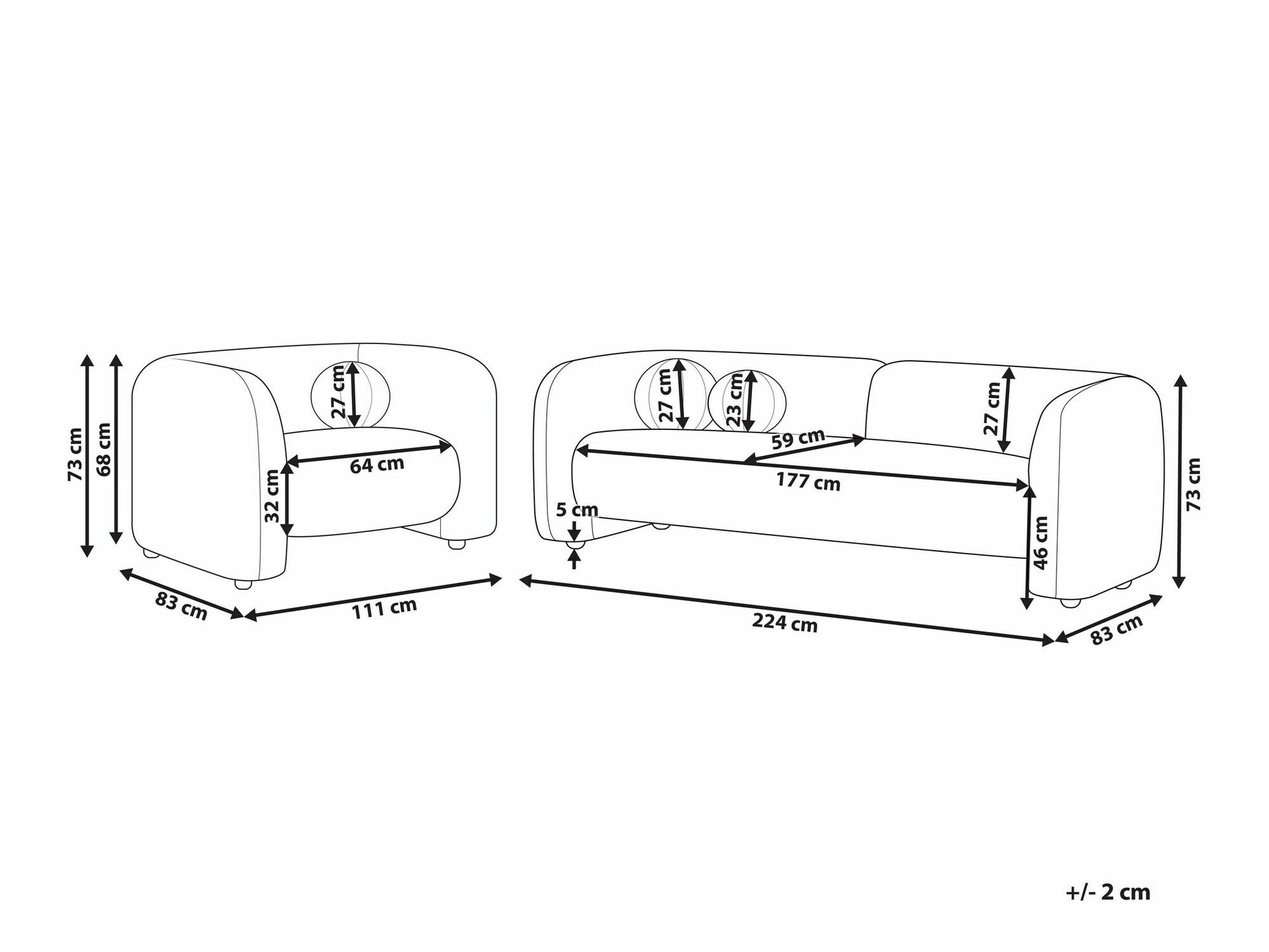 Minkštų baldų komplektas Veselme 104 (Balta)