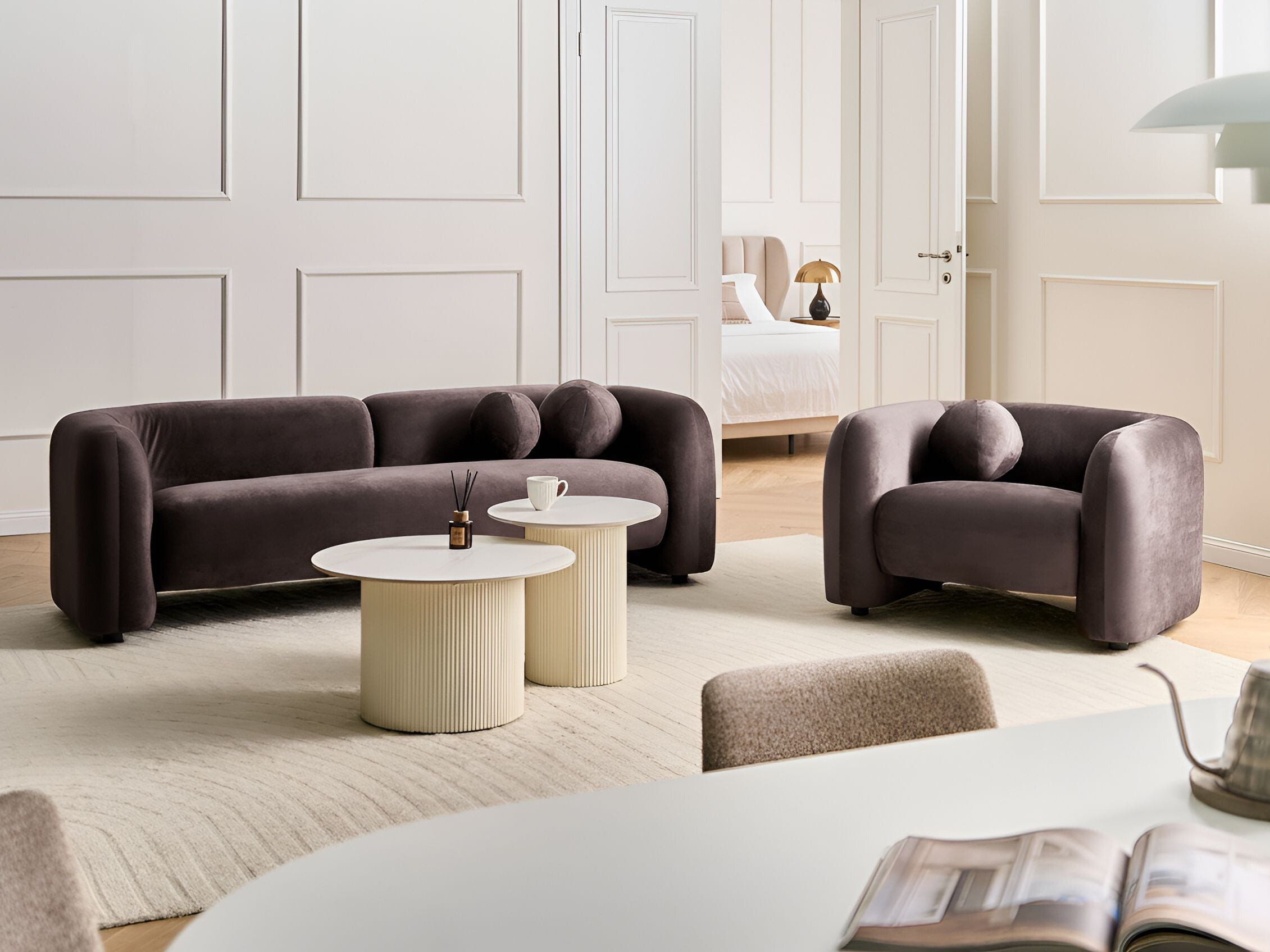 Minkštų baldų komplektas Veselme 104 (Tamsi ruda)