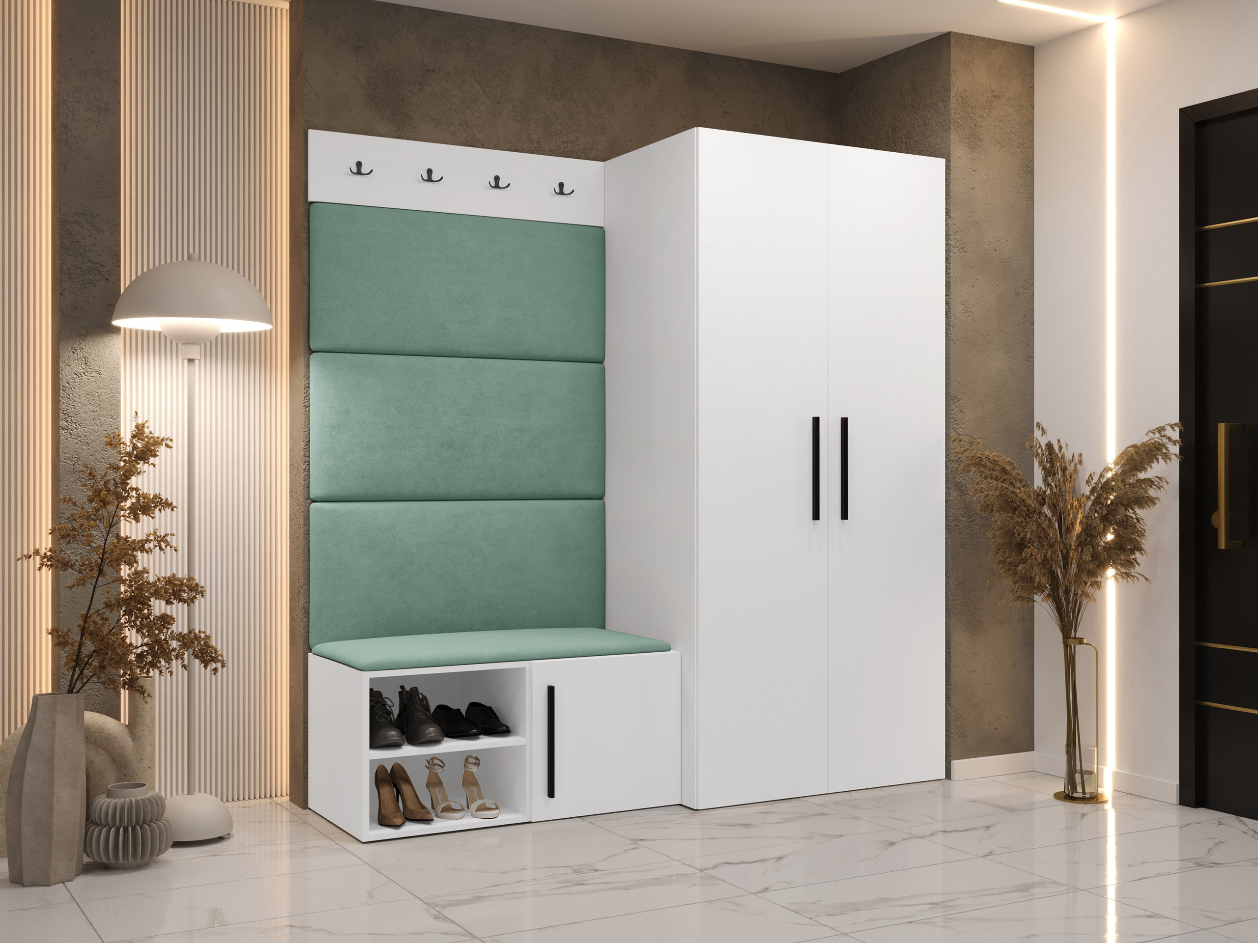 Turkio spalvos prieškambario komplektai