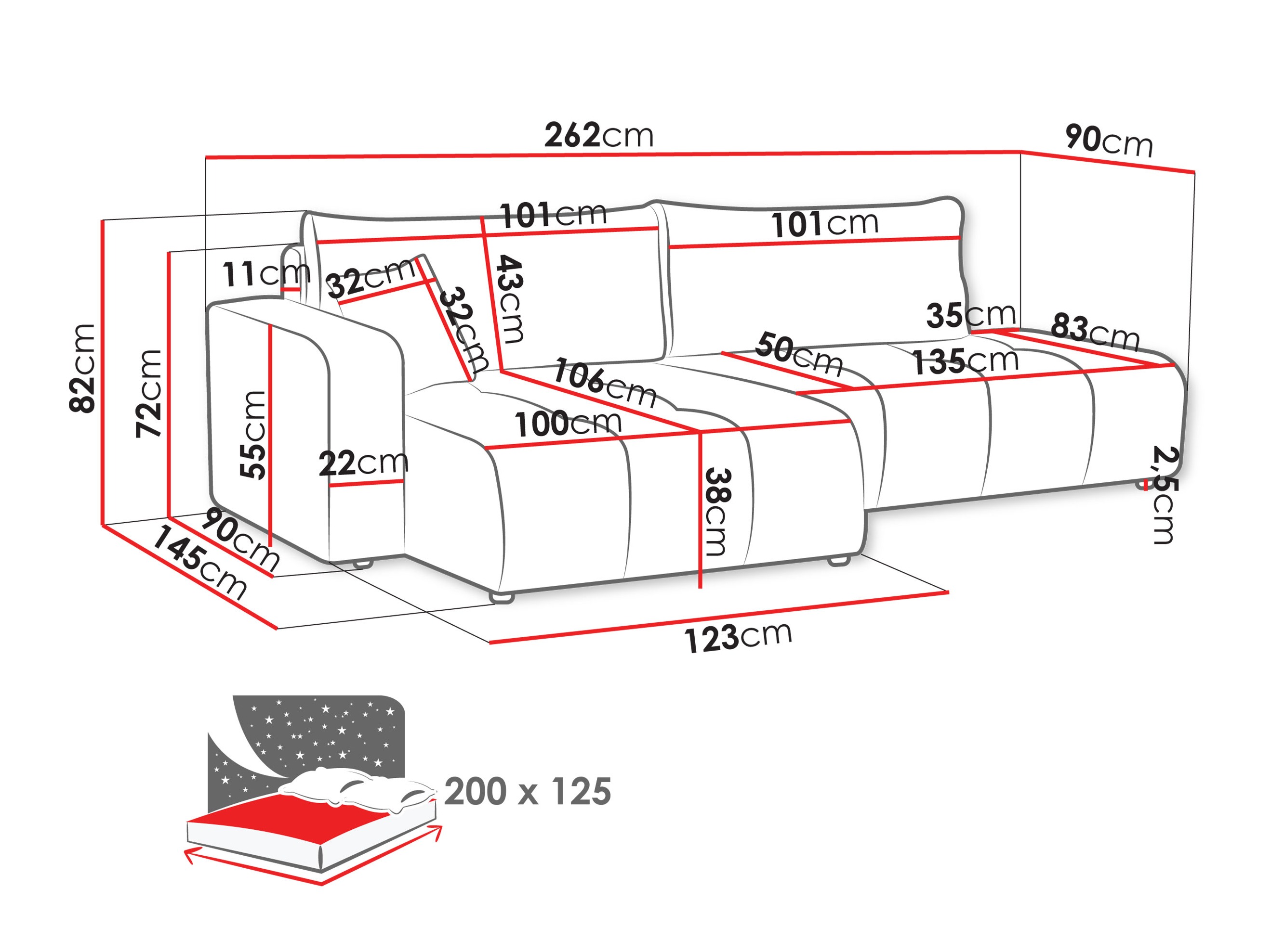 Minkštas kampas ST8349 su pažeista pakuote