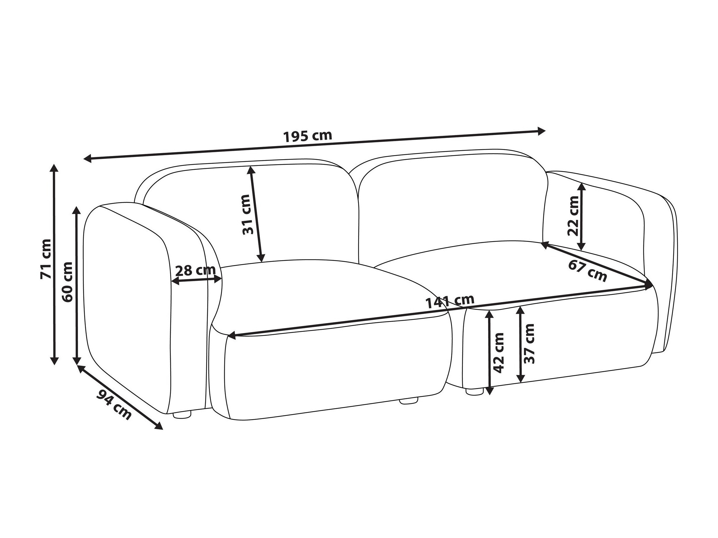 Sofa Berwyn 3067 (Tamsi pilka)