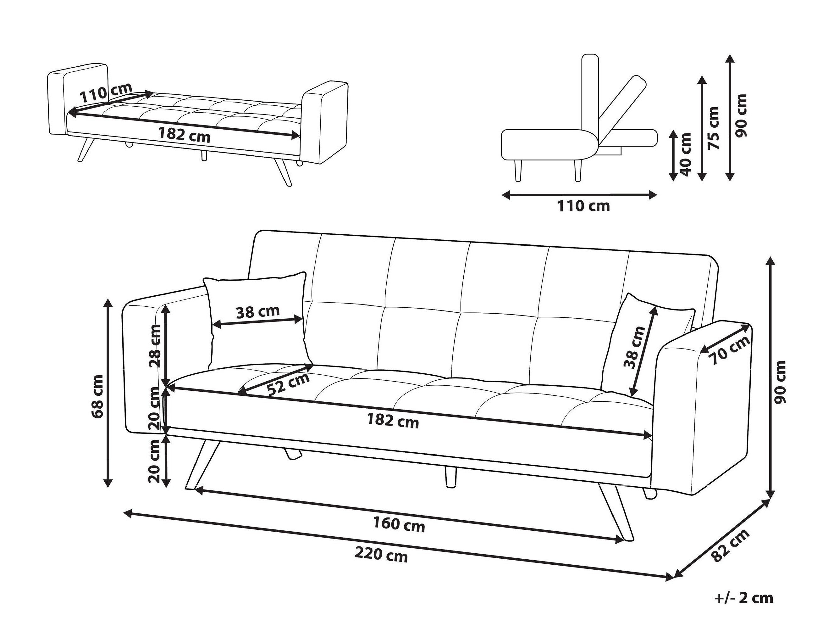 Sofa lova Berwyn 3123 (Šviesi ruda)