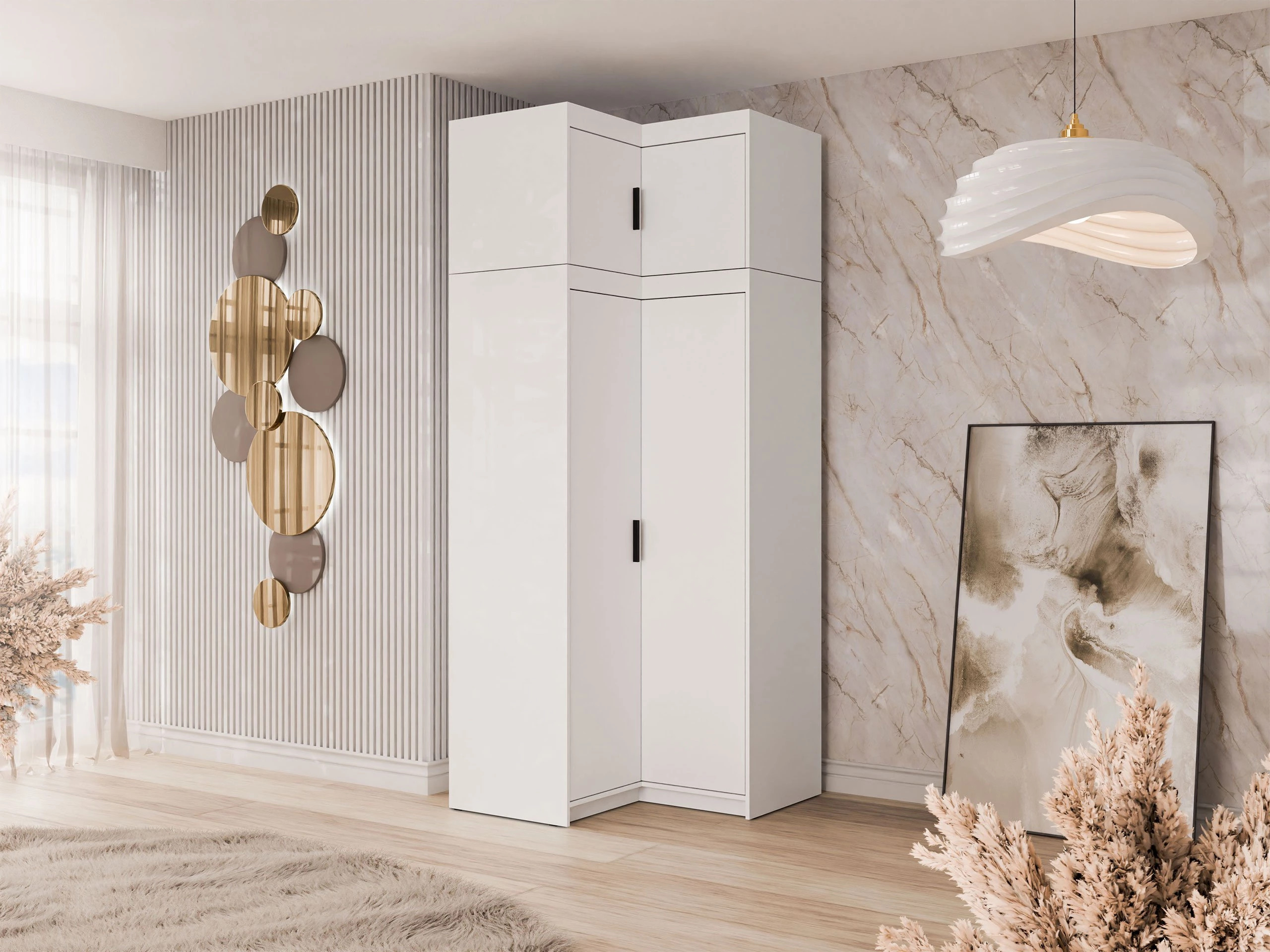 Kampinė spinta Novduni 121 (Balta)