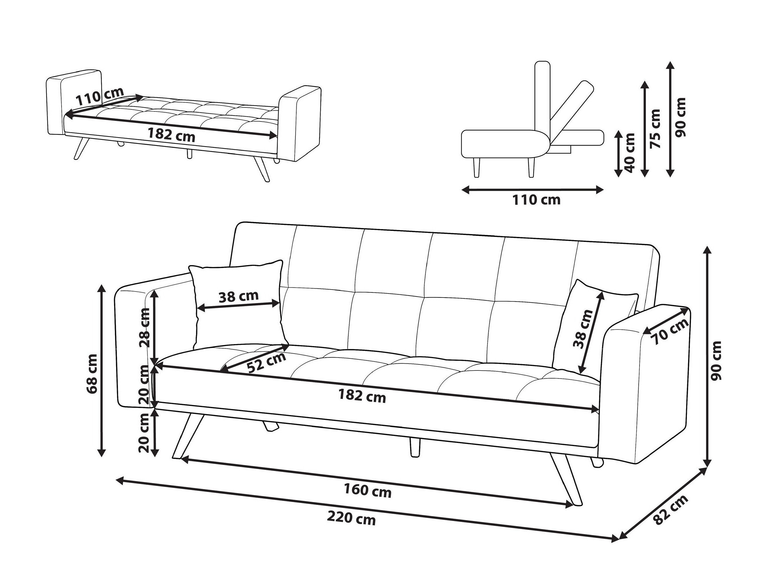 Sofa lova Berwyn 3123 (Šviesi smėlinė)