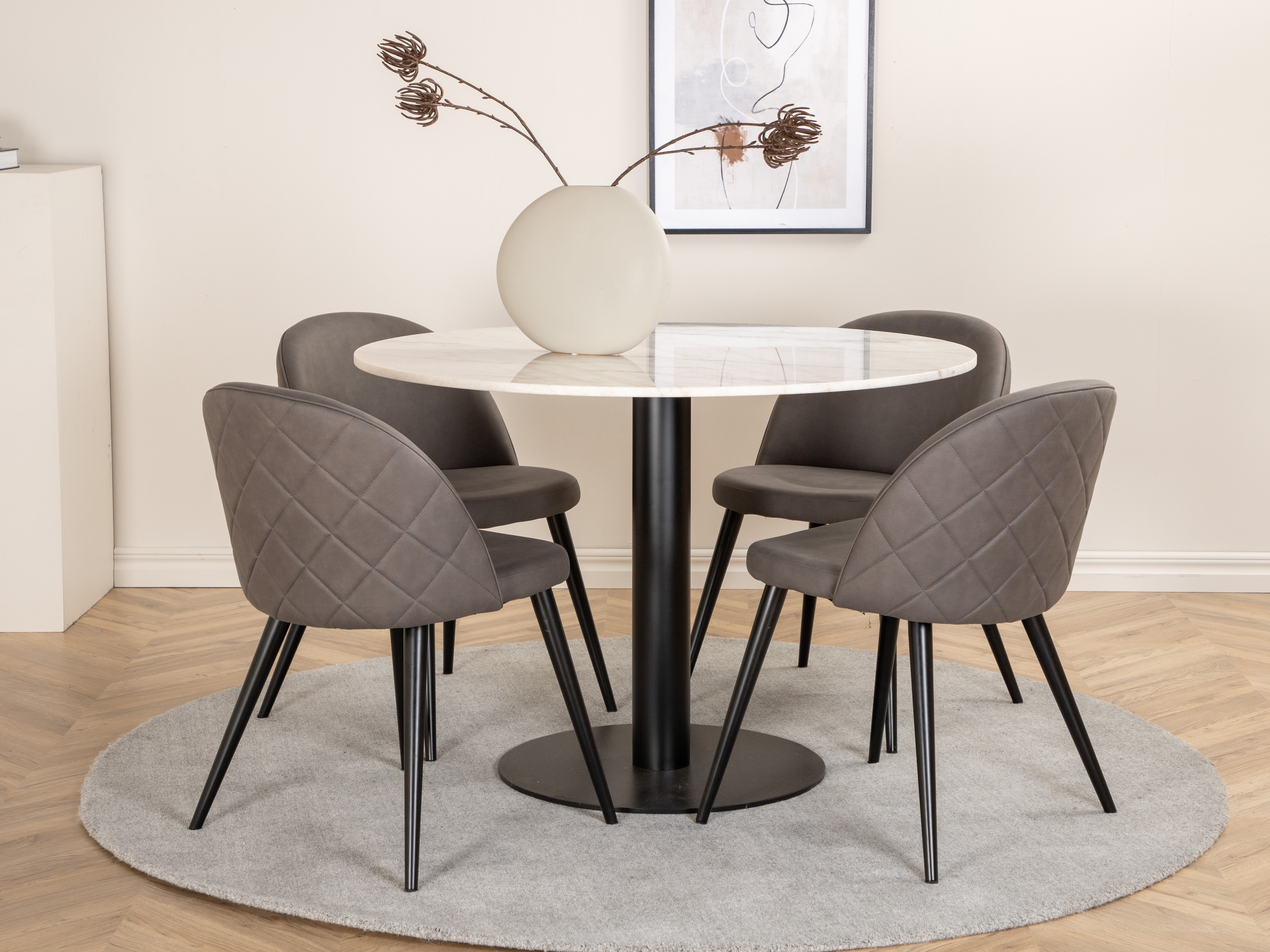 Stalas Dallas 175 (Baltas marmuras + Juoda)