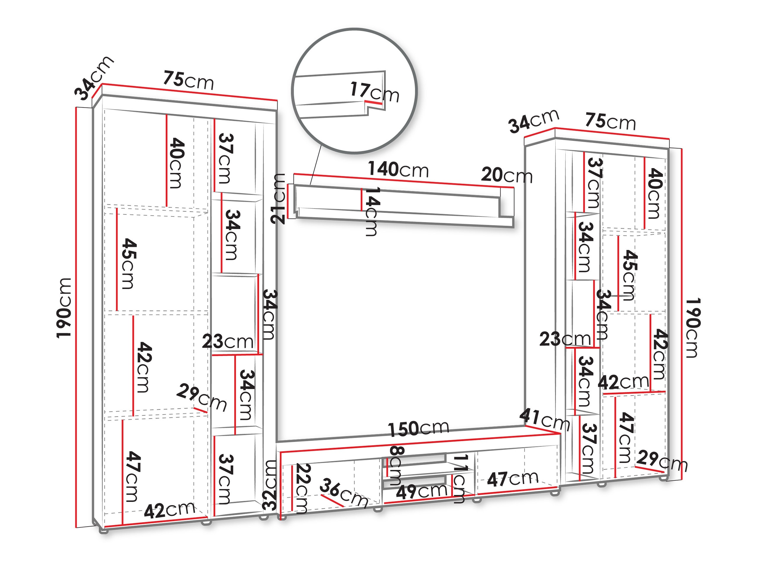 Svetainės komplektas Soca II (Balta)