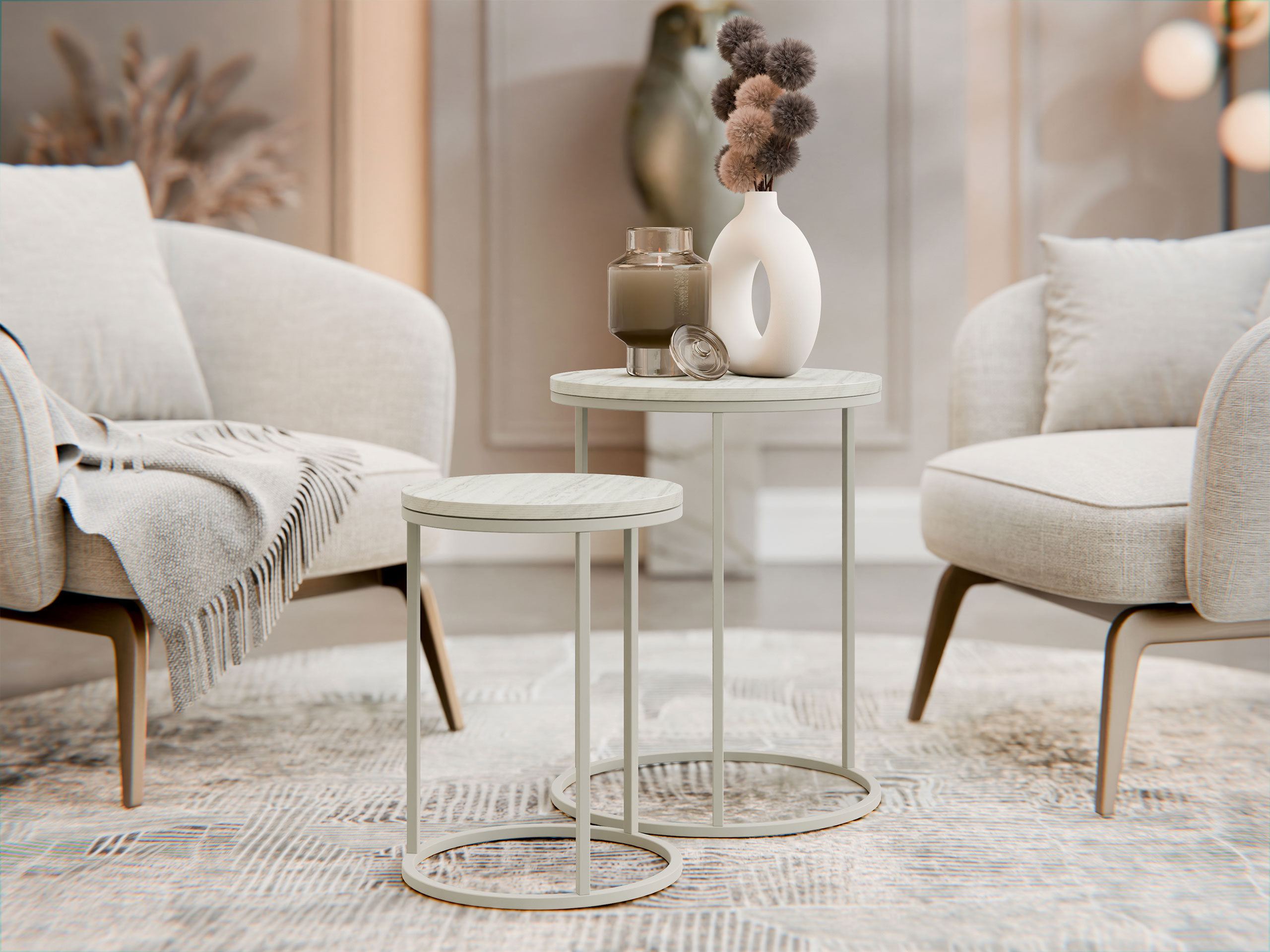 Šoninių staliukų komplektas Iter (Smėlinė)