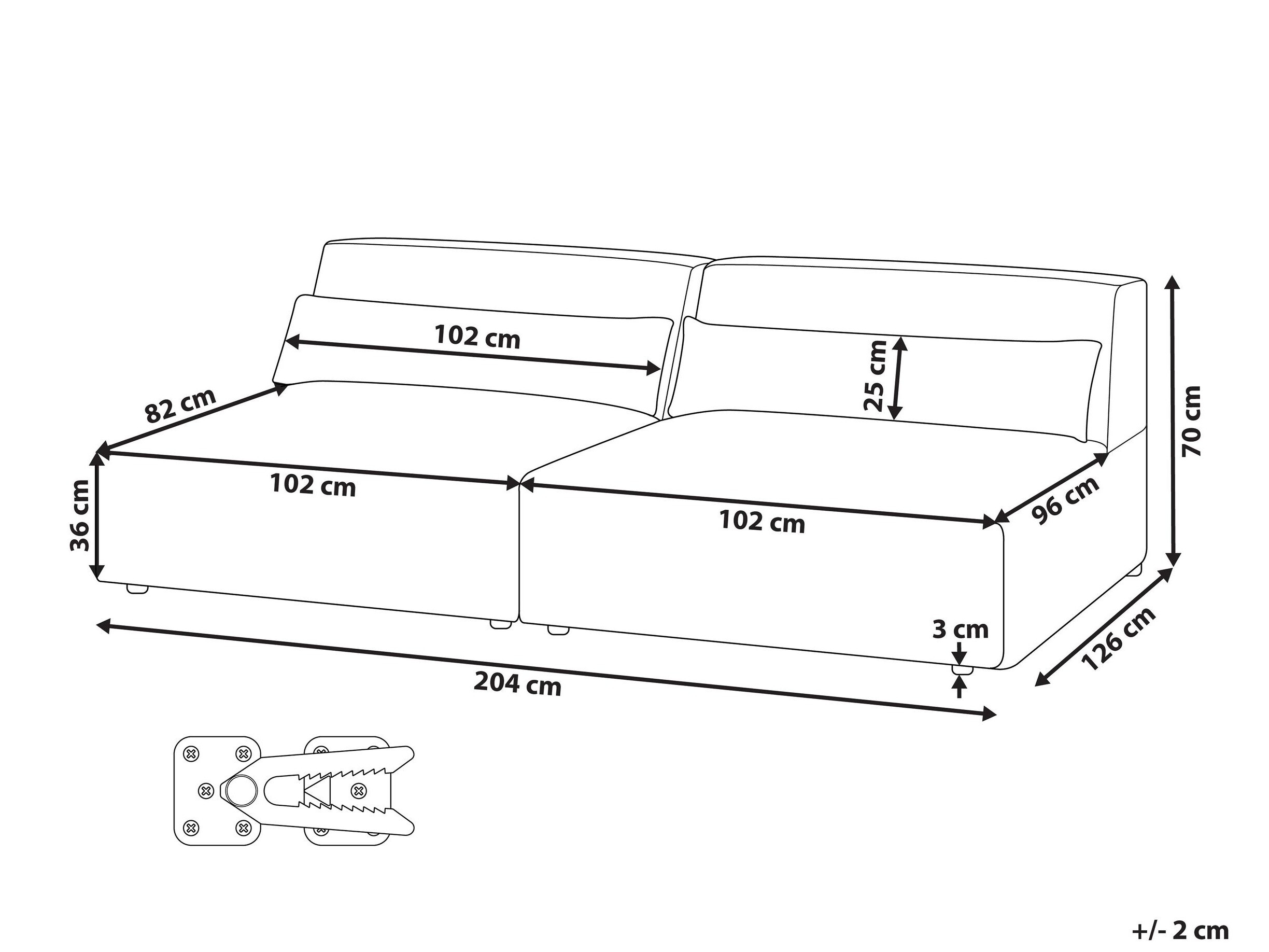 Modulinė sofa Tivsora 102 (Šviesi smėlinė)