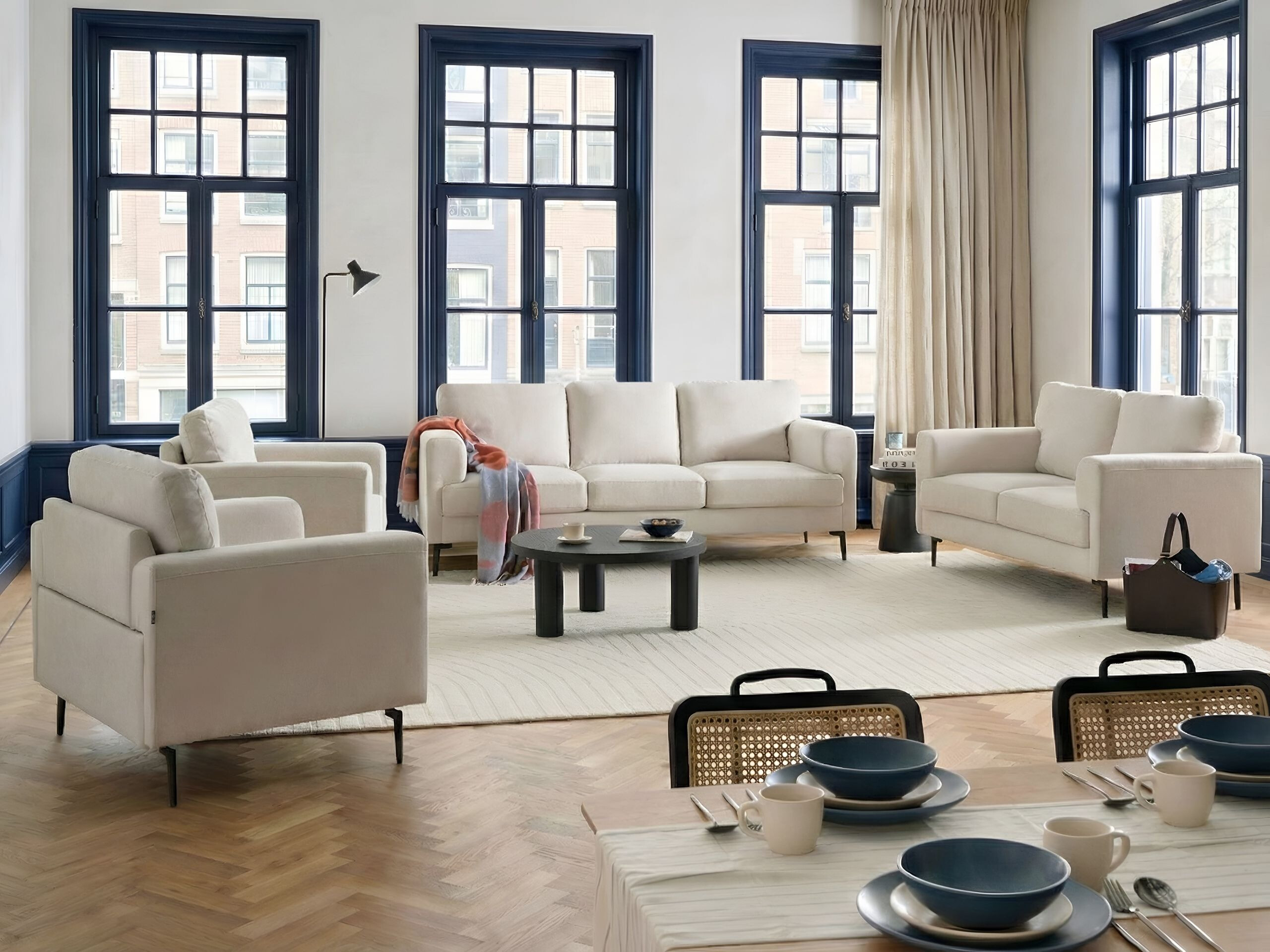 Minkštų baldų komplektas Catcavu 100 (Šviesi smėlinė)