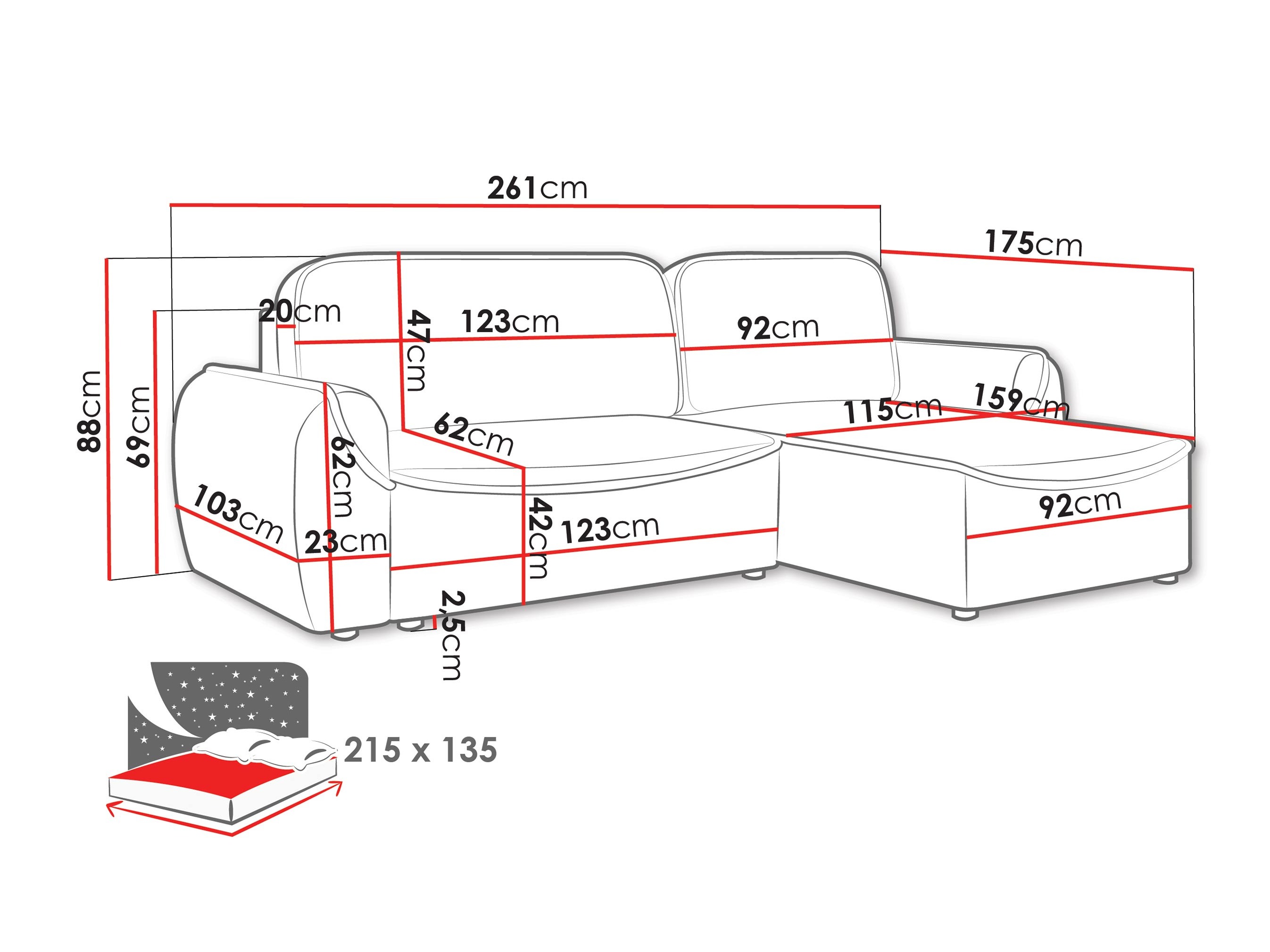 Minkštas kampas Luces (Cruz 79)
