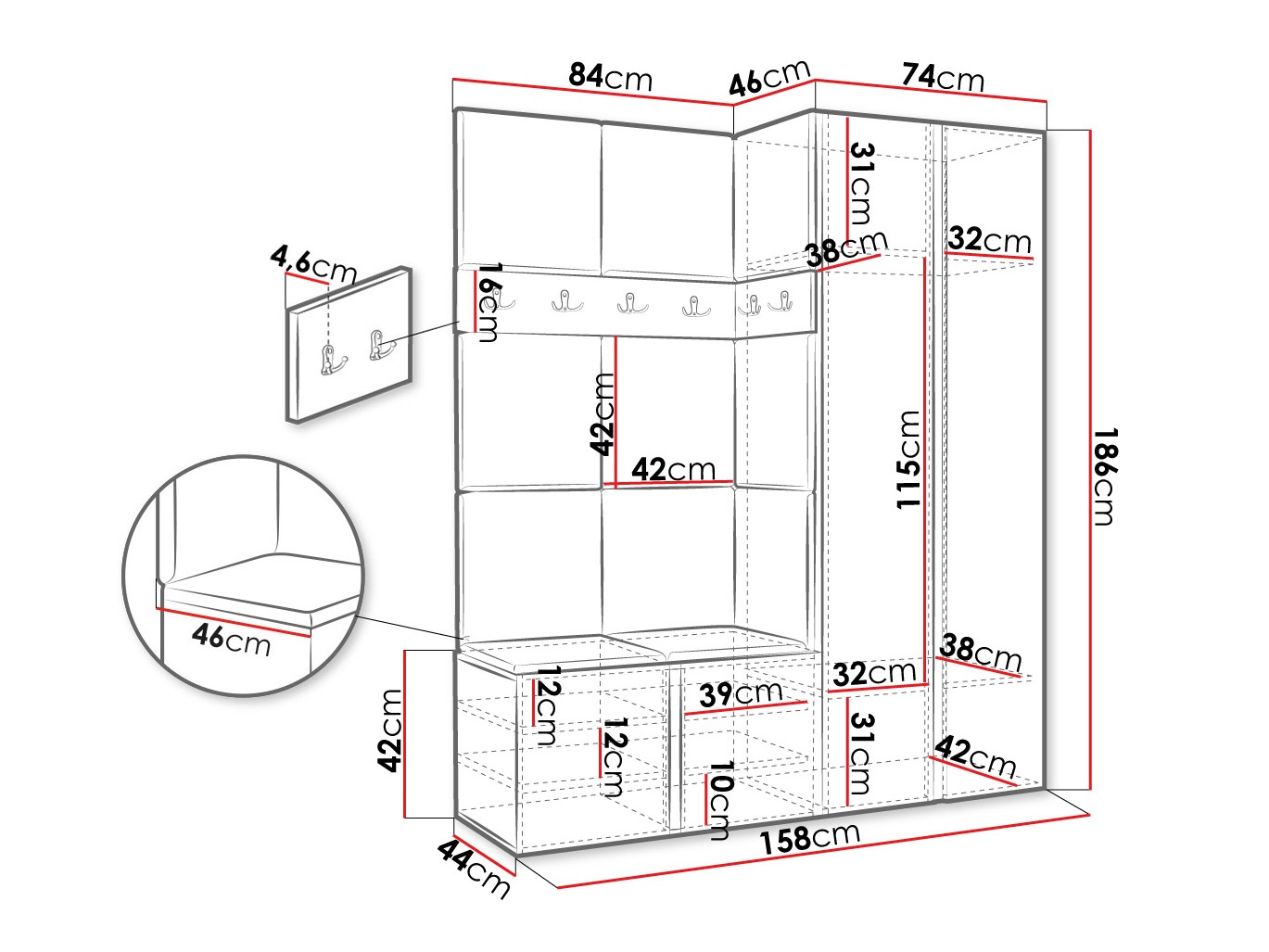 Prieškambario komplektas Pinis III (Kašmyras)