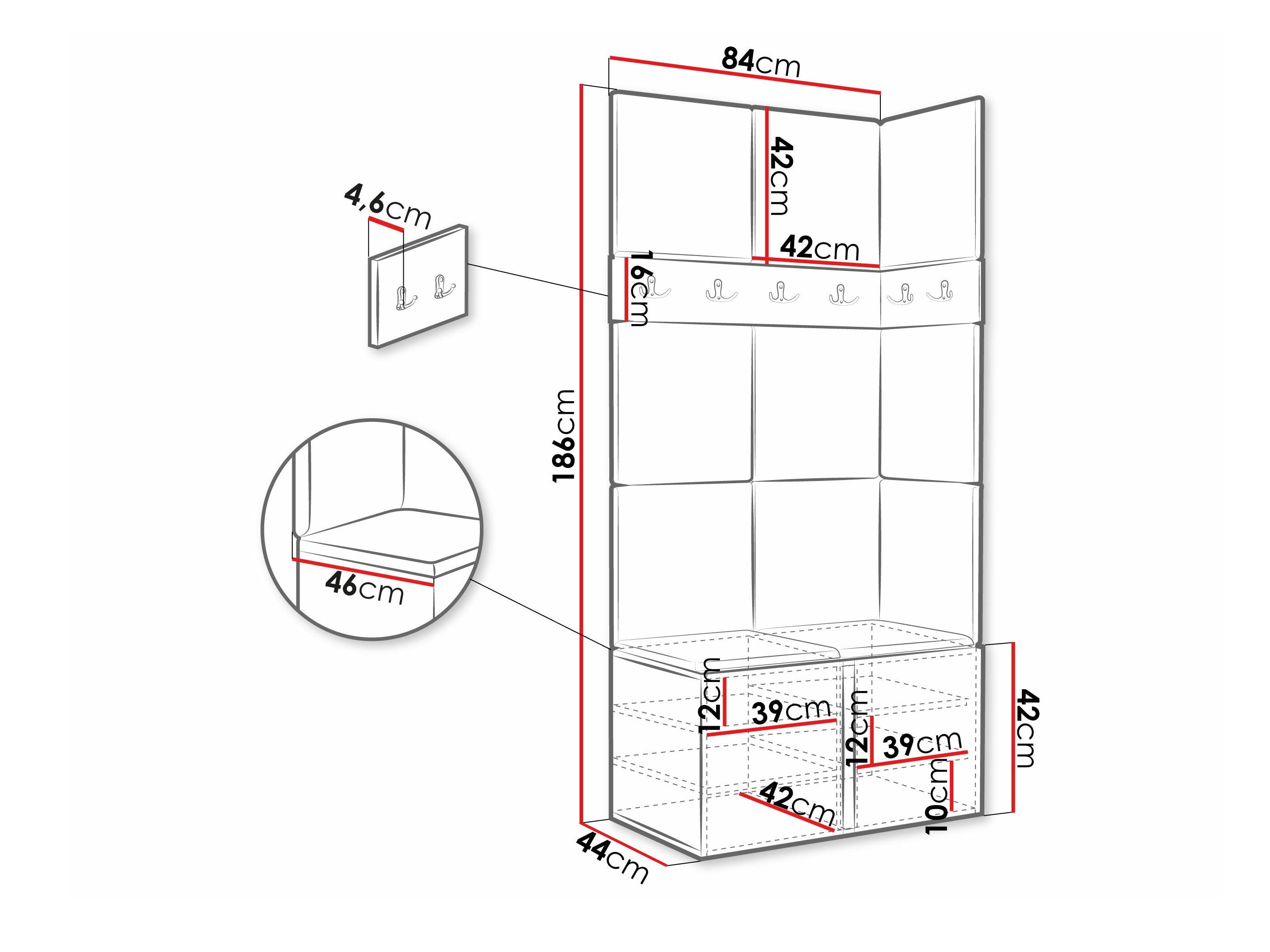 Prieškambario komplektas Pinis I (Balta)