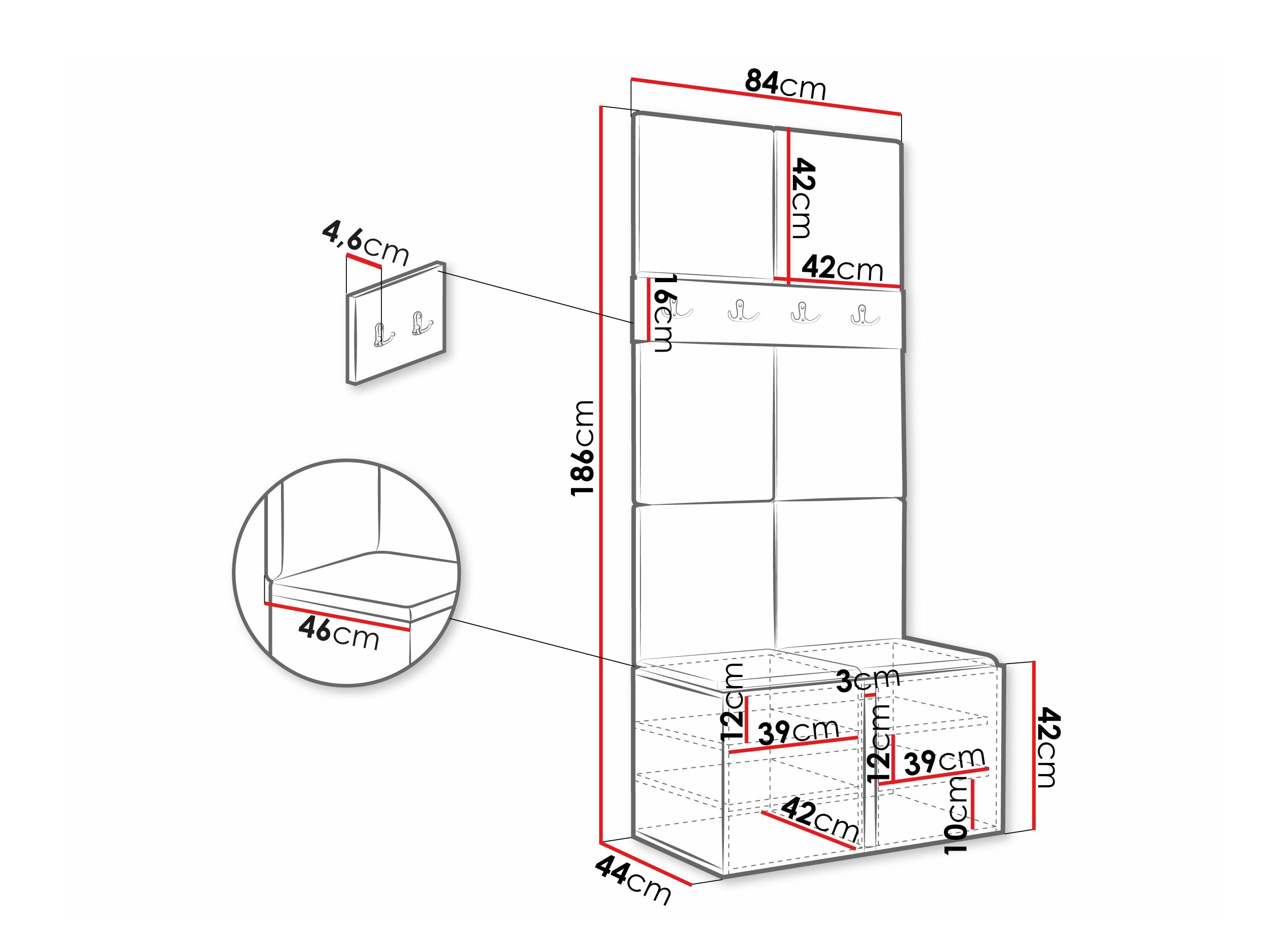 Prieškambario komplektas Pinis IV (Balta)