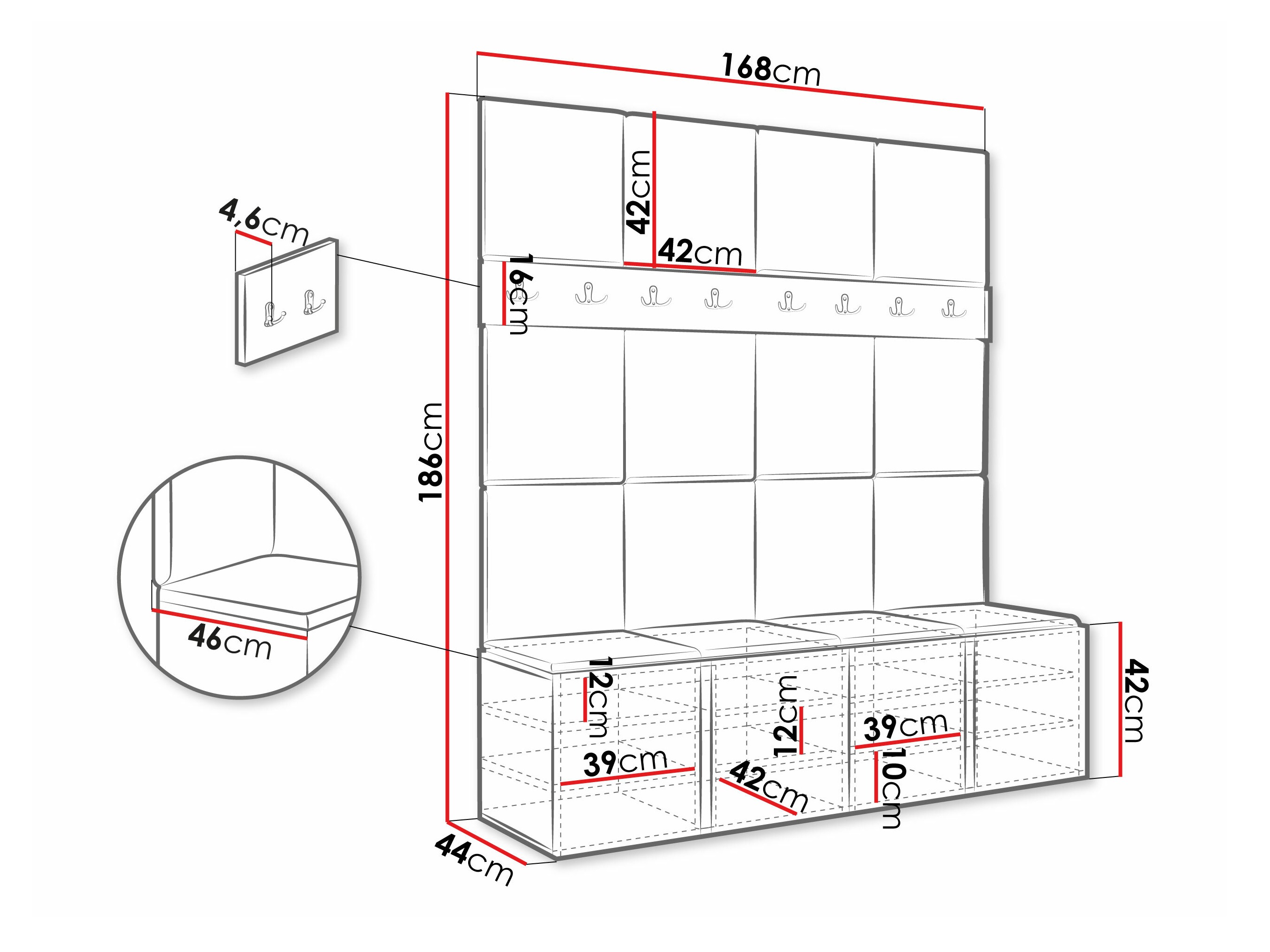 Prieškambario komplektas Pinis V (Manila 02)