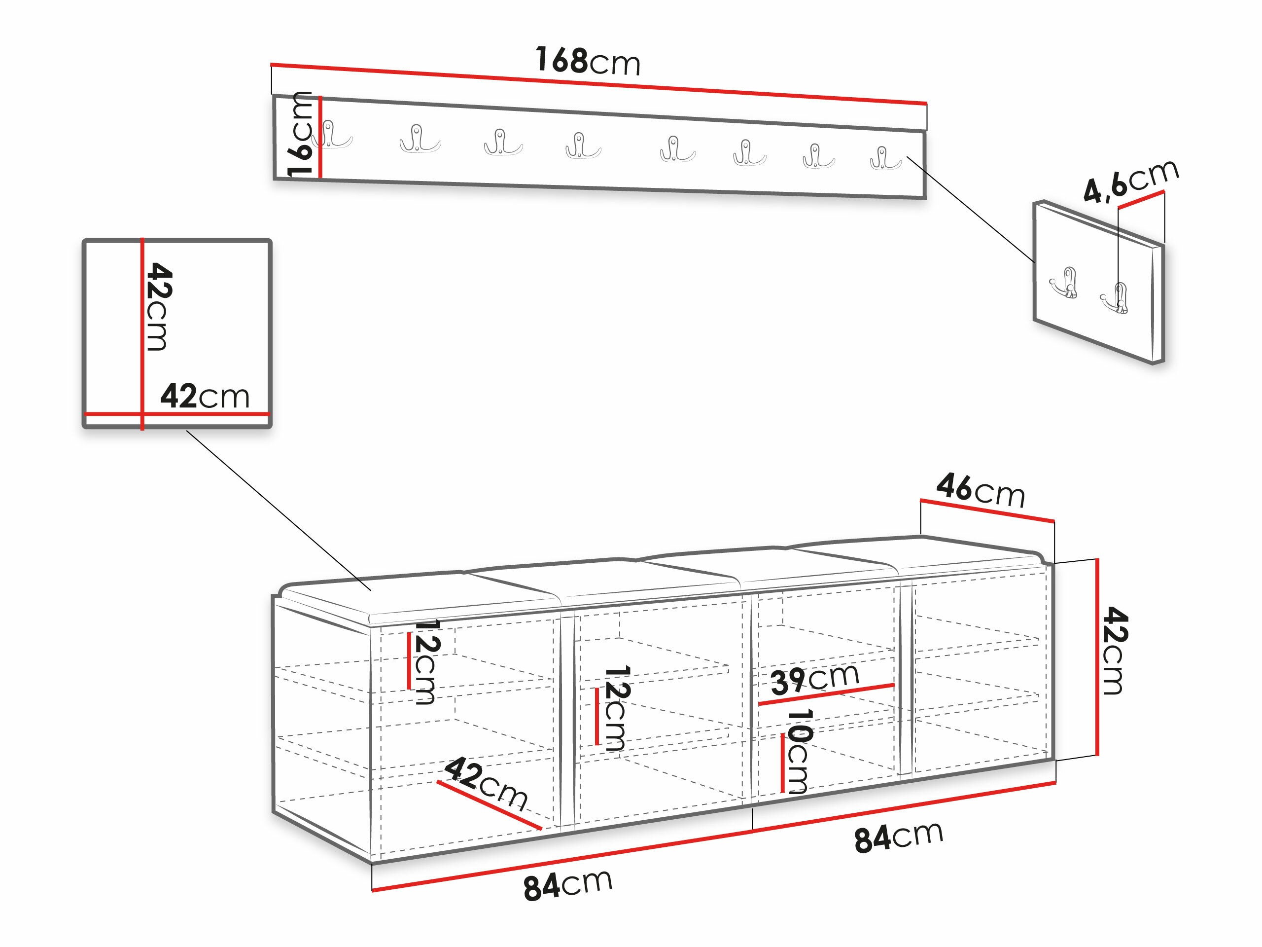 Prieškambario komplektas Pinis VII (Manila 02)