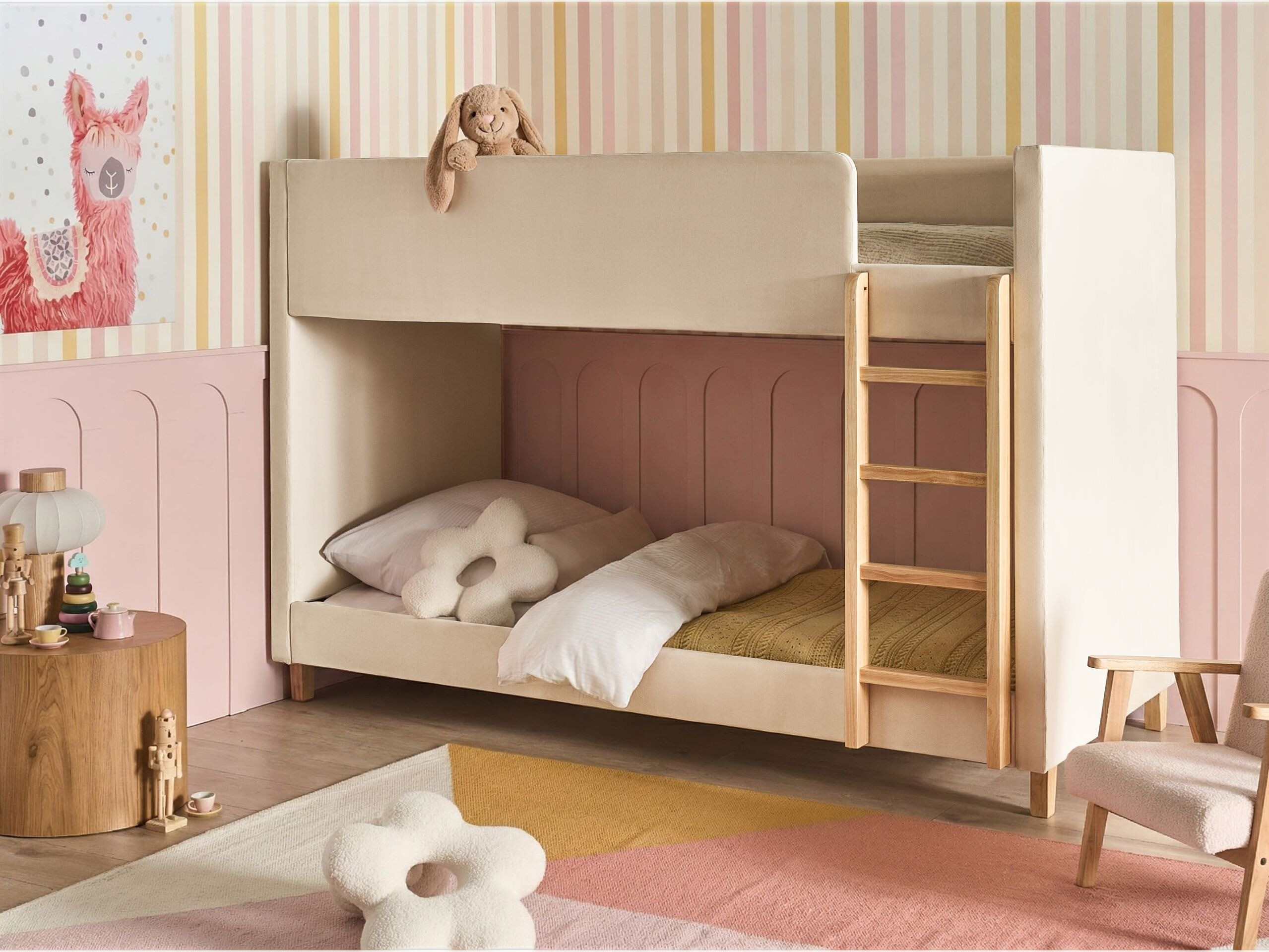 Dviaukštė lova Berwyn 3211 (Šviesi smėlinė)