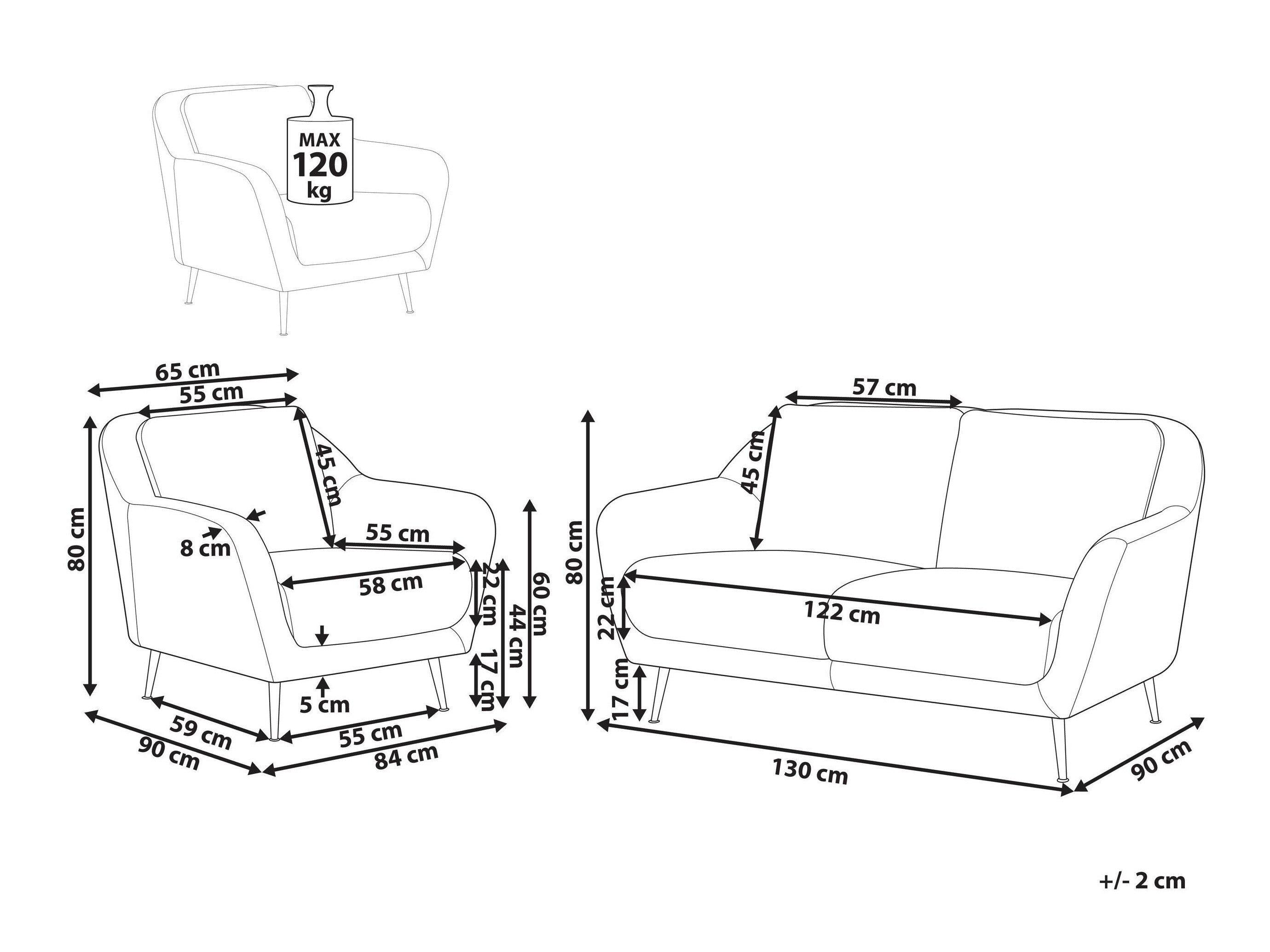 Minkštų baldų komplektas Berwyn 3213 (Juoda)