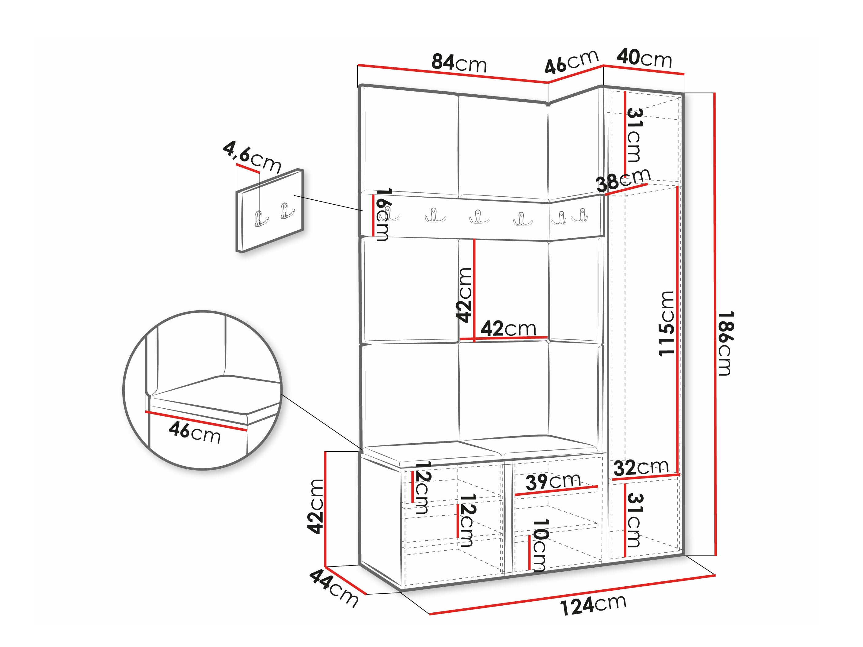 Prieškambario komplektas Hartford 277 (Manila 02)