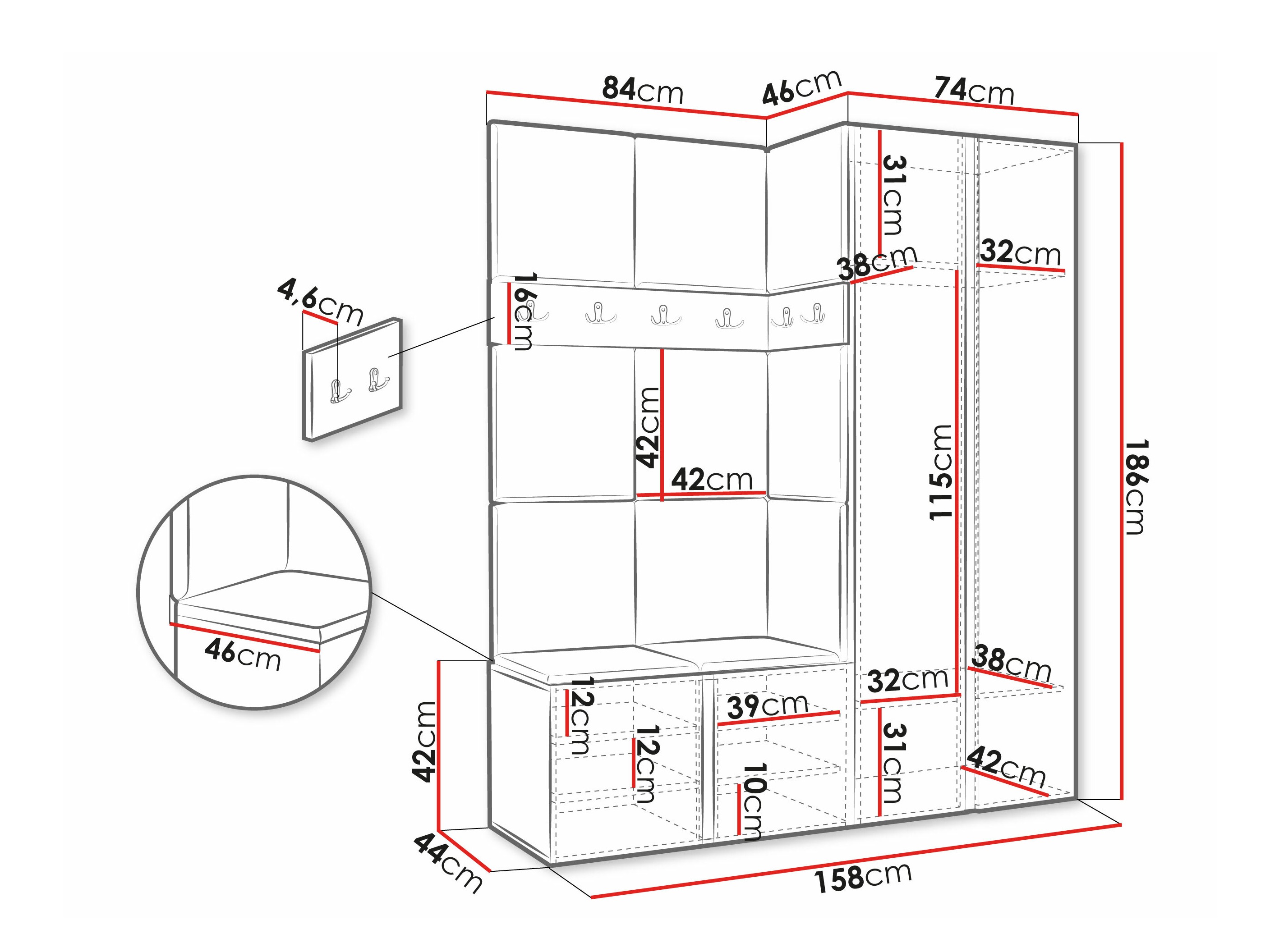 Prieškambario komplektas Pinis X (Manila 02)
