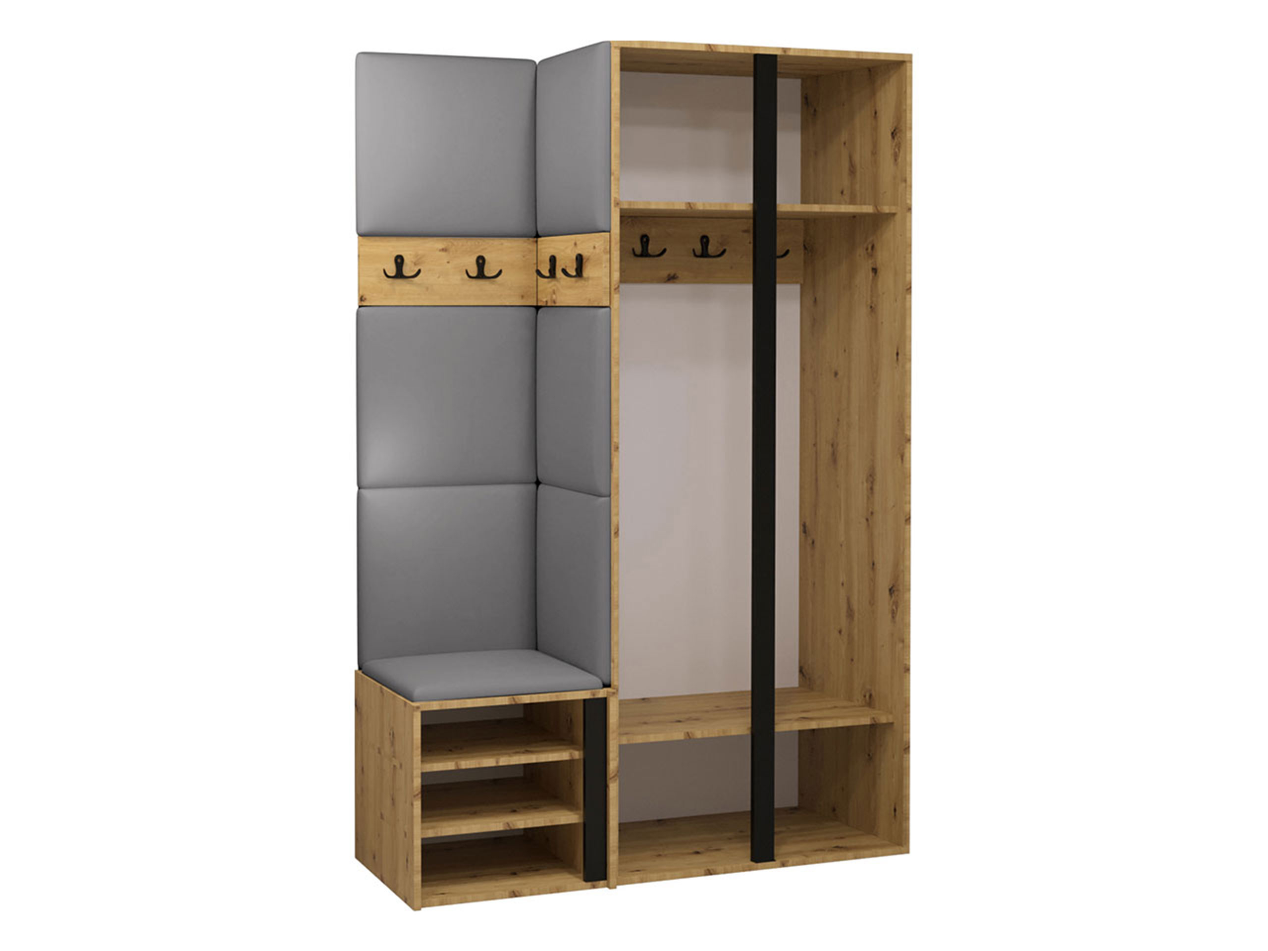 Prieškambario komplektas Pinis XXVI (Artisan ąžuolas + Juoda)