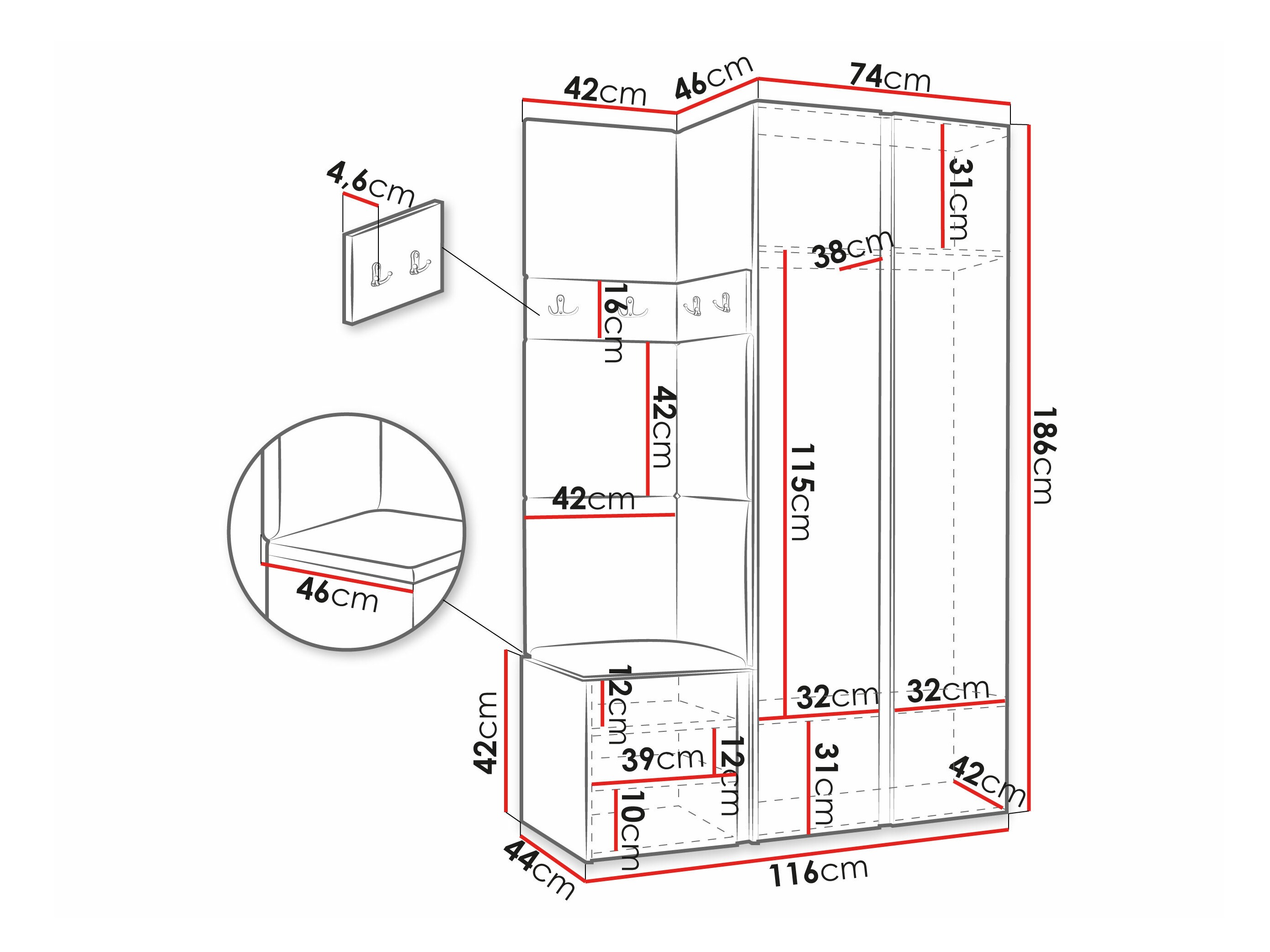 Prieškambario komplektas Pinis XXVI (Balta)