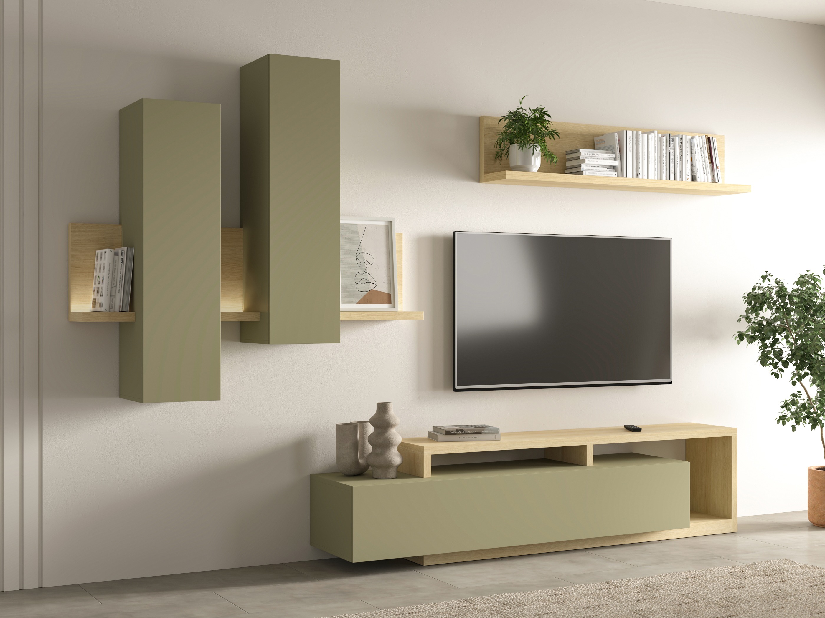 Svetainės komplektas Lutiva 100 (Eukaliptas + Ąžuolas)