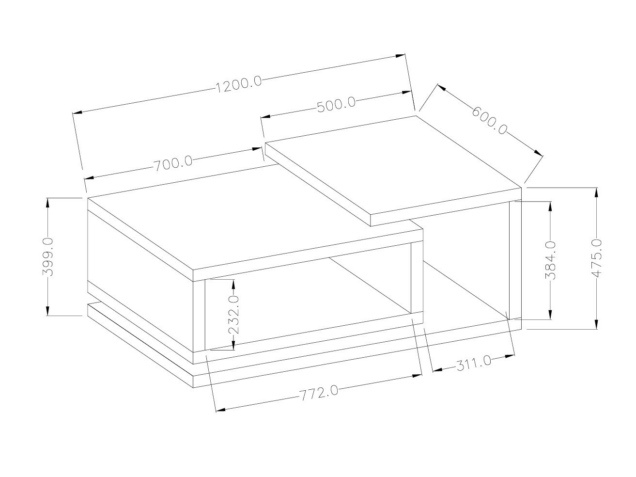 Žurnalinis staliukas Lutiva 104 (Matera pilka + Tamsi eglė)