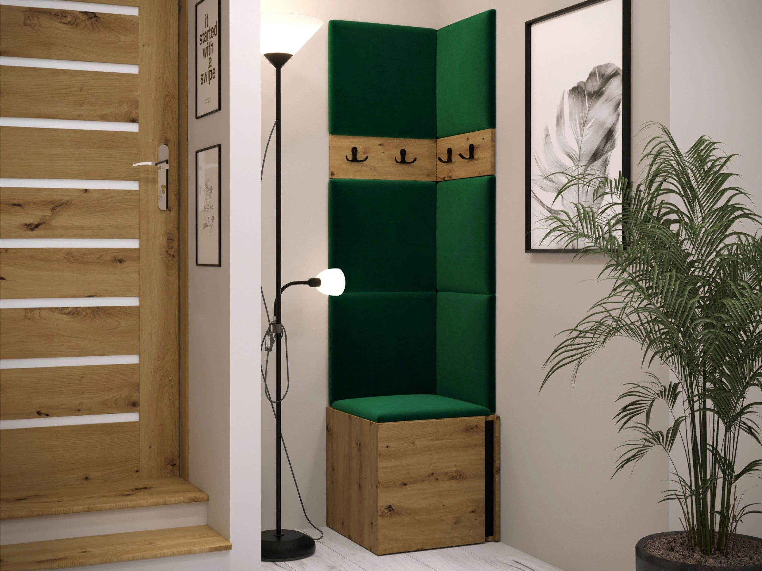 Prieškambario komplektas Pinis XXI (Artisan ąžuolas + Juoda)