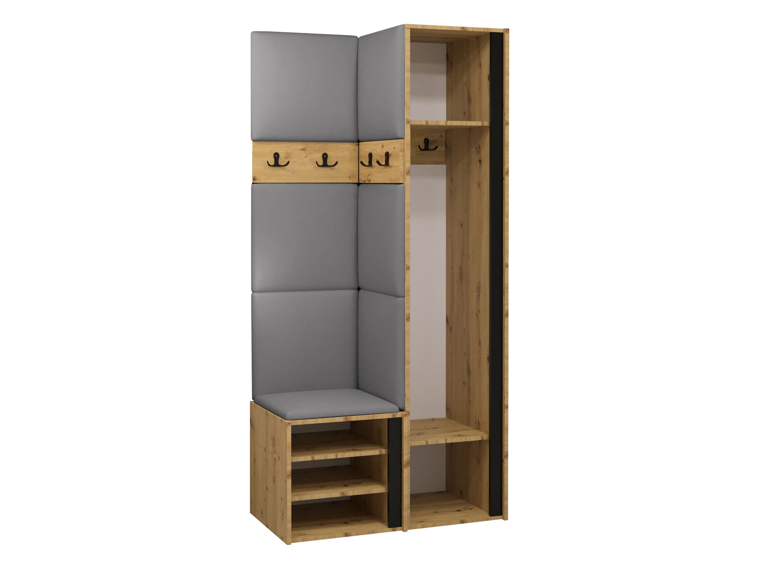 Prieškambario komplektas Pinis XXIV (Artisan ąžuolas + Juoda)