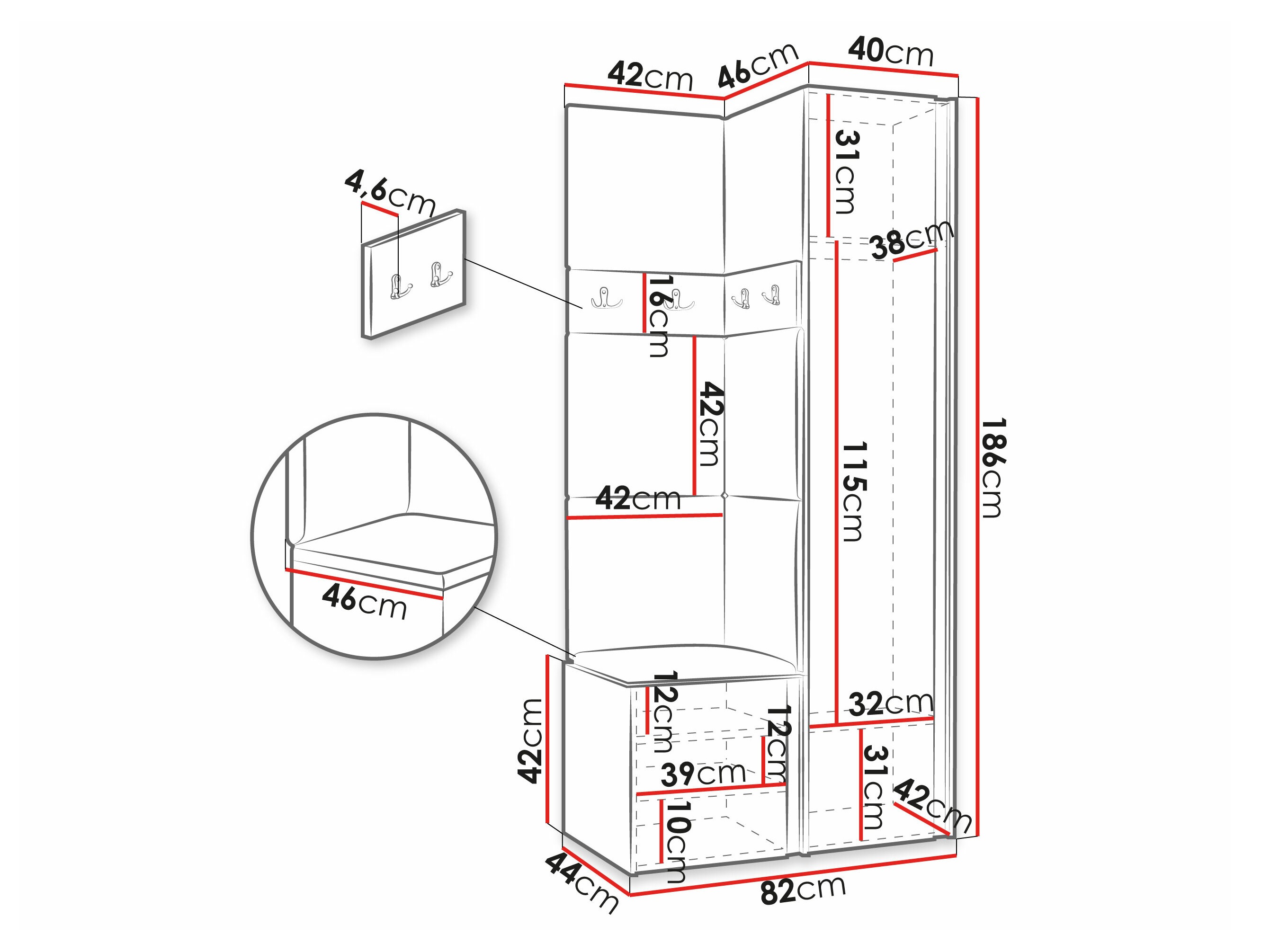 Prieškambario komplektas Pinis XXIV (Balta)
