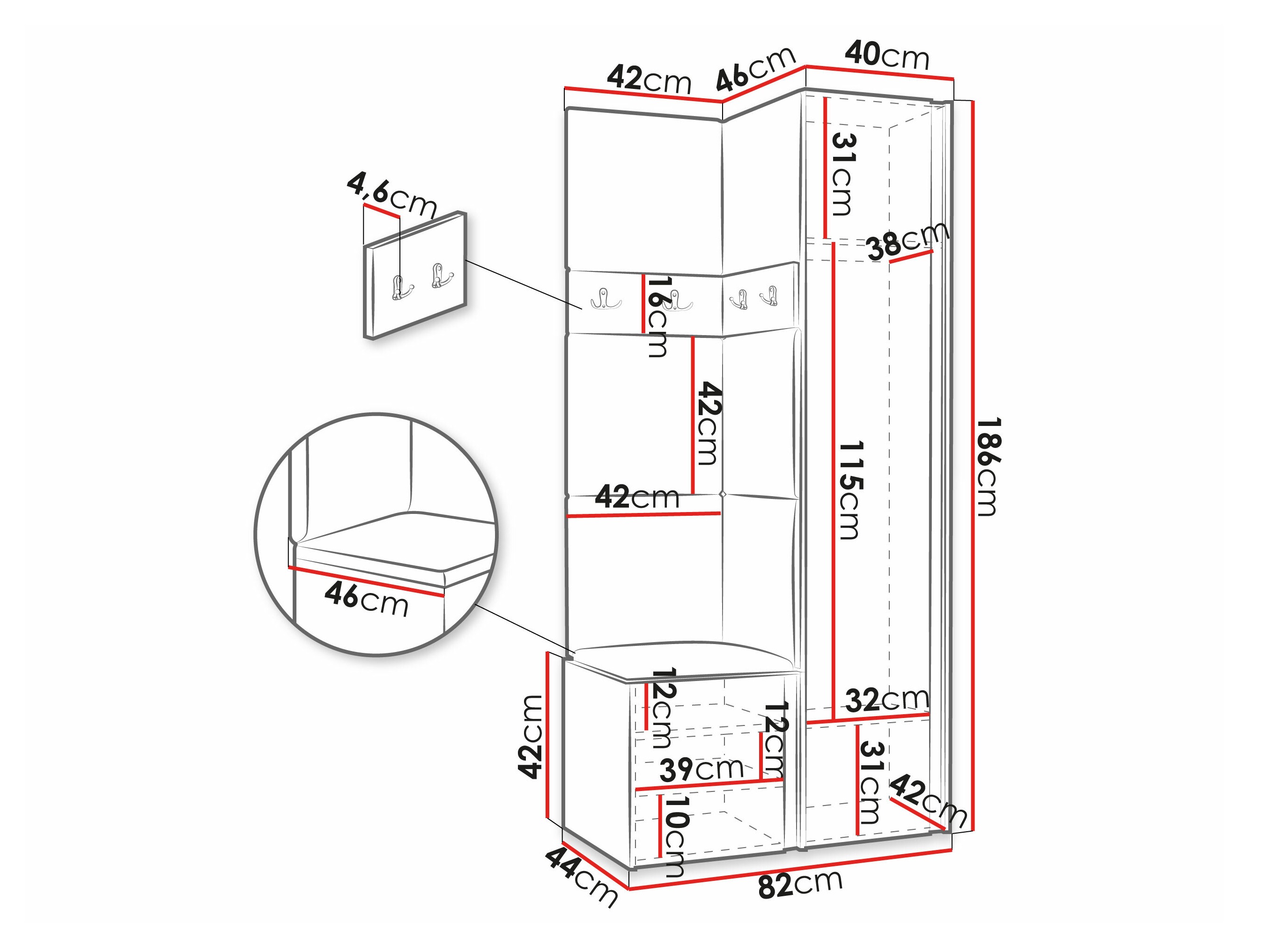 Prieškambario komplektas Pinis XXV (Balta)