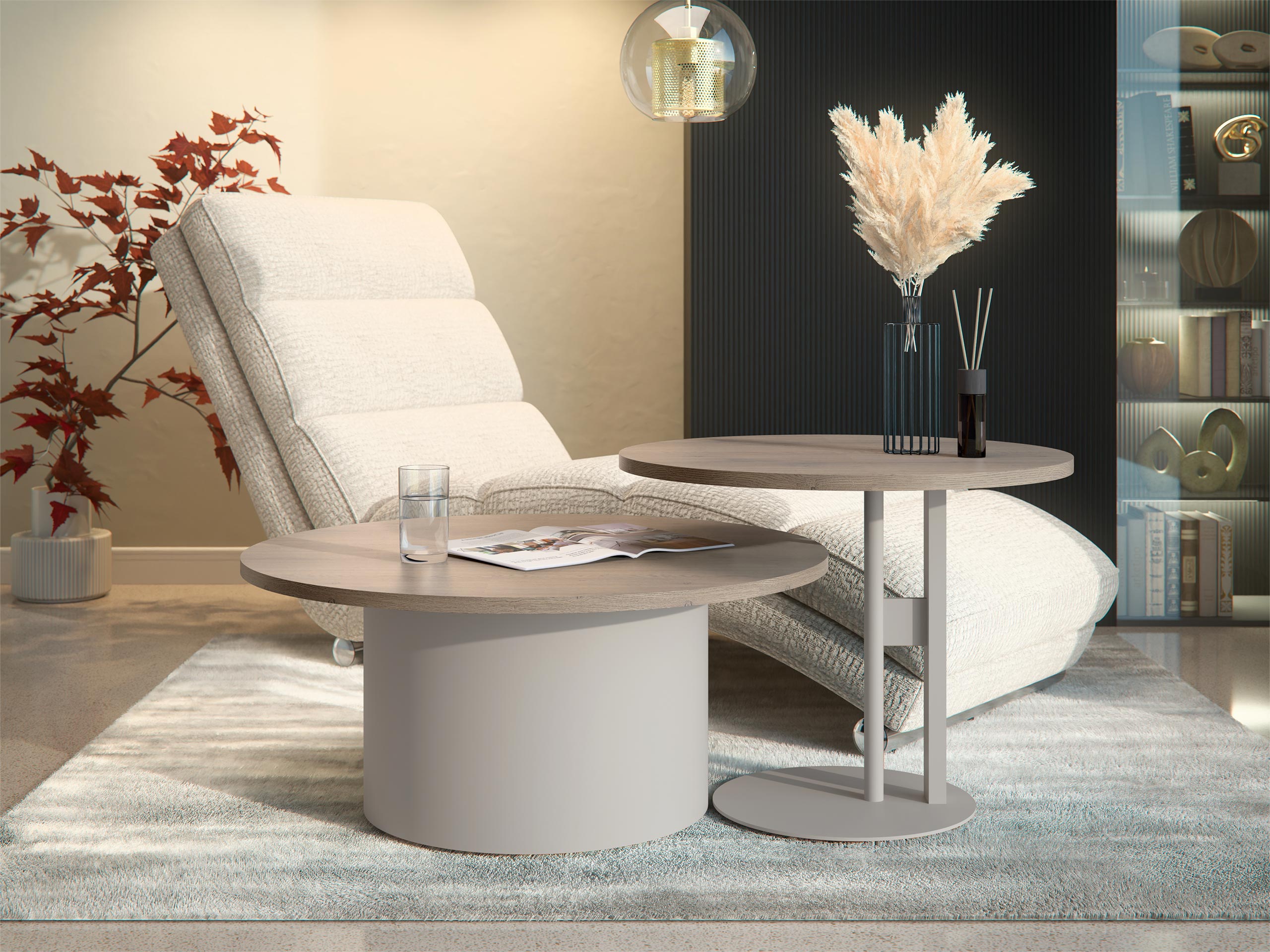 Žurnalinių staliukų komplektas Oswego 160 (Ąžuolas)