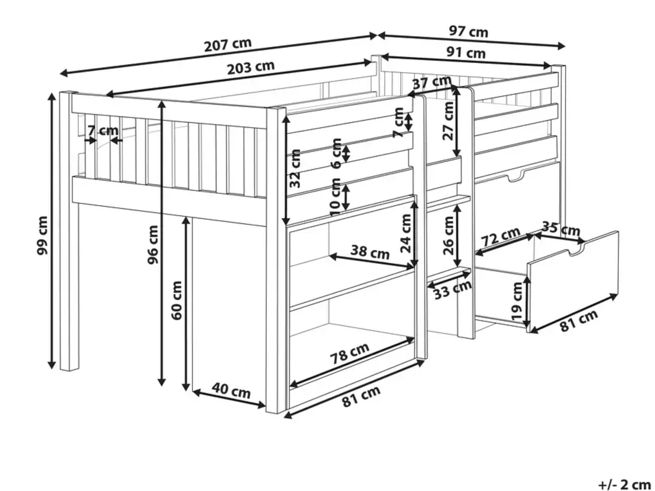 Aukšta lova Berwyn 2199 (Balta + Rožinė)