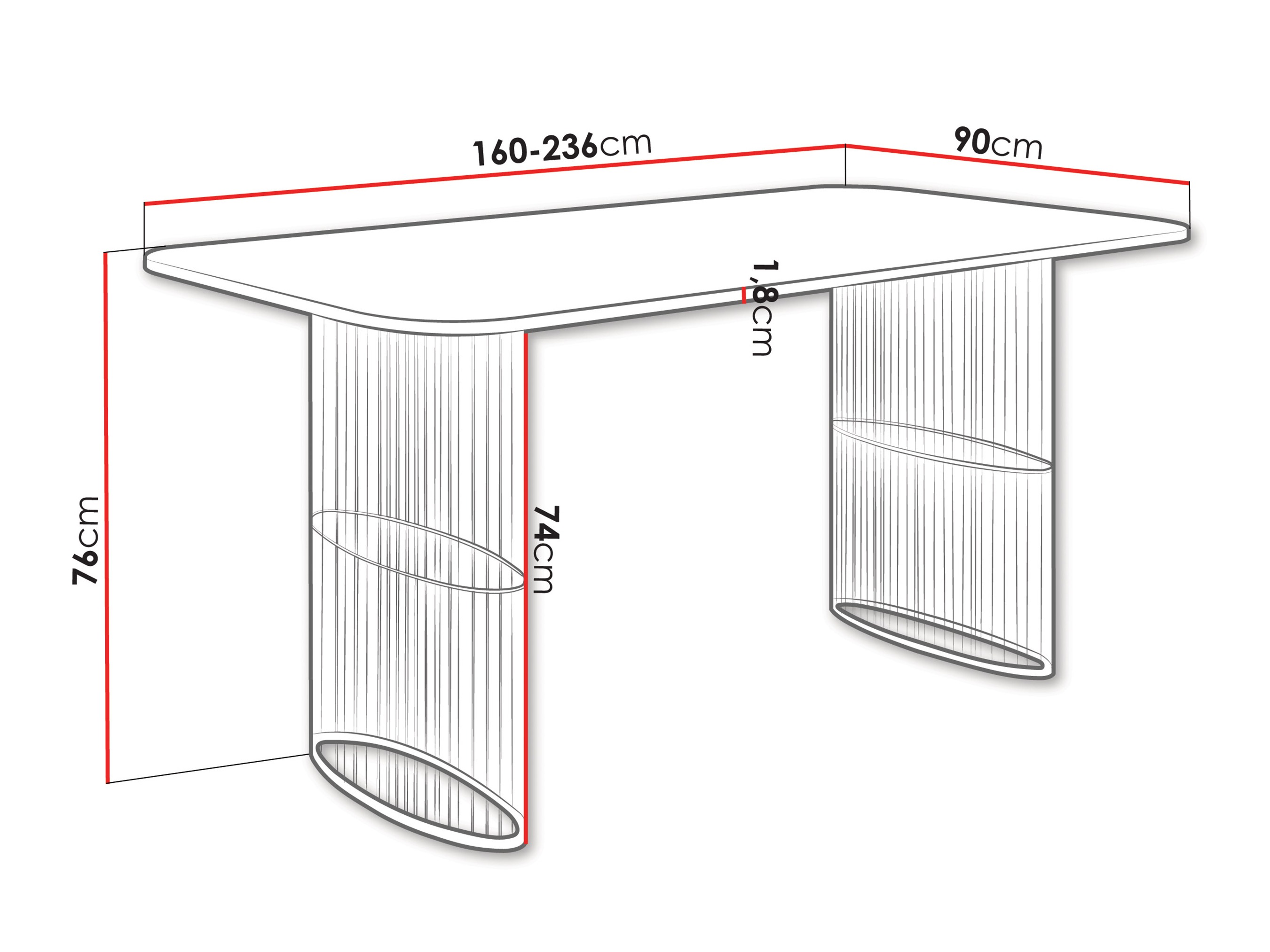 Stalas Oswego 164 (Baltas marmuras)