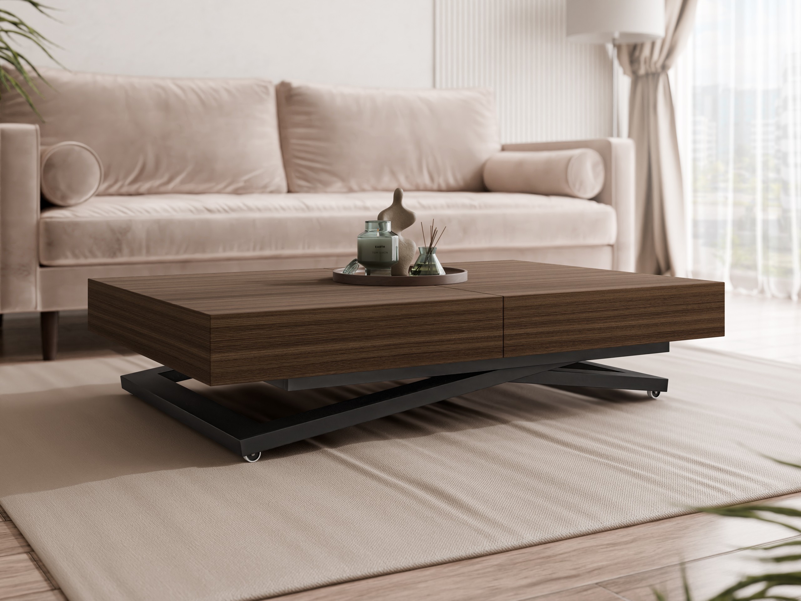 Žurnalinis staliukas transformeris Oswego 171 (Graikinis riešutas)