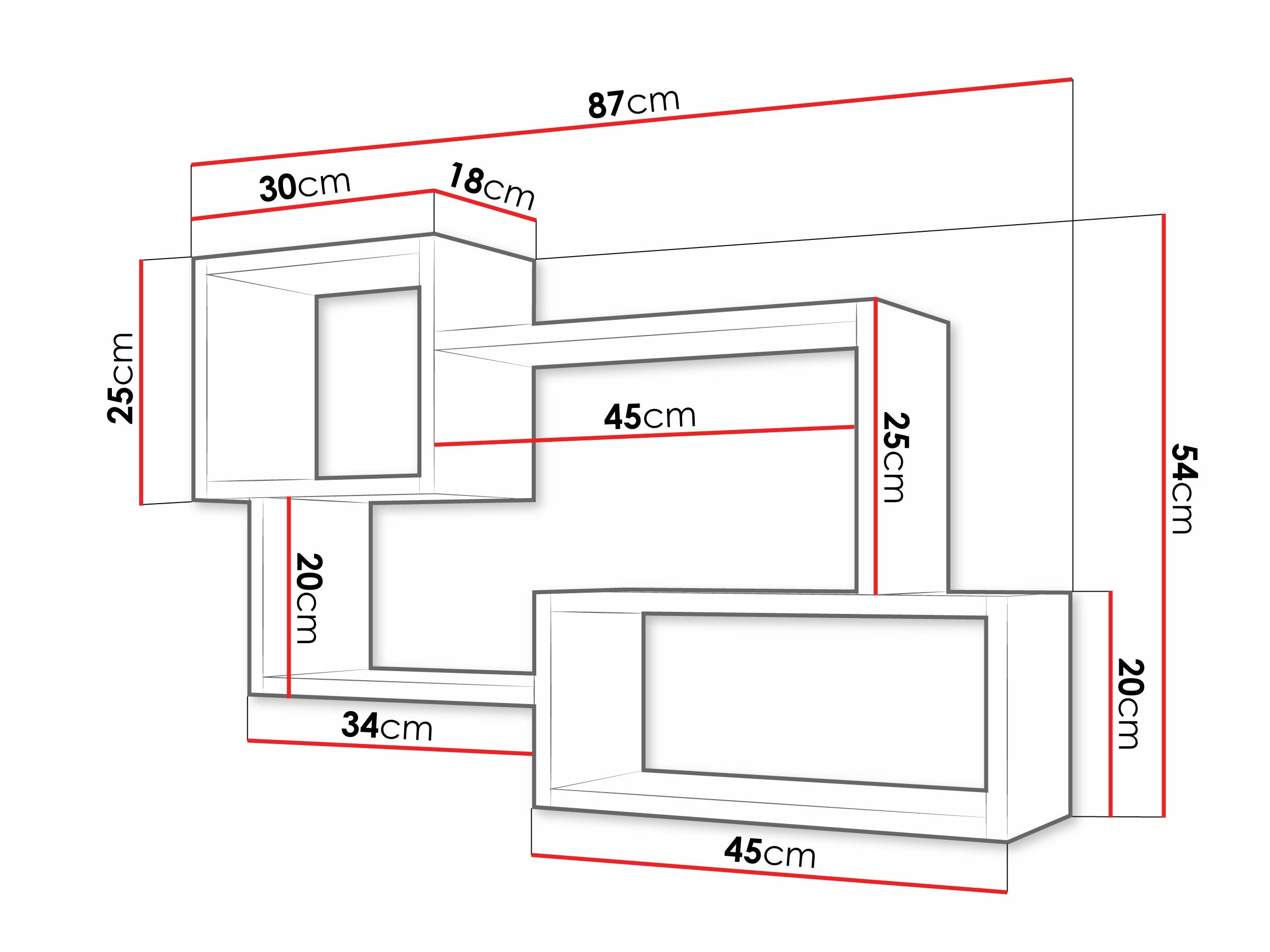 Pakabinama lentyna Lexicon II (Betonas + Balta)