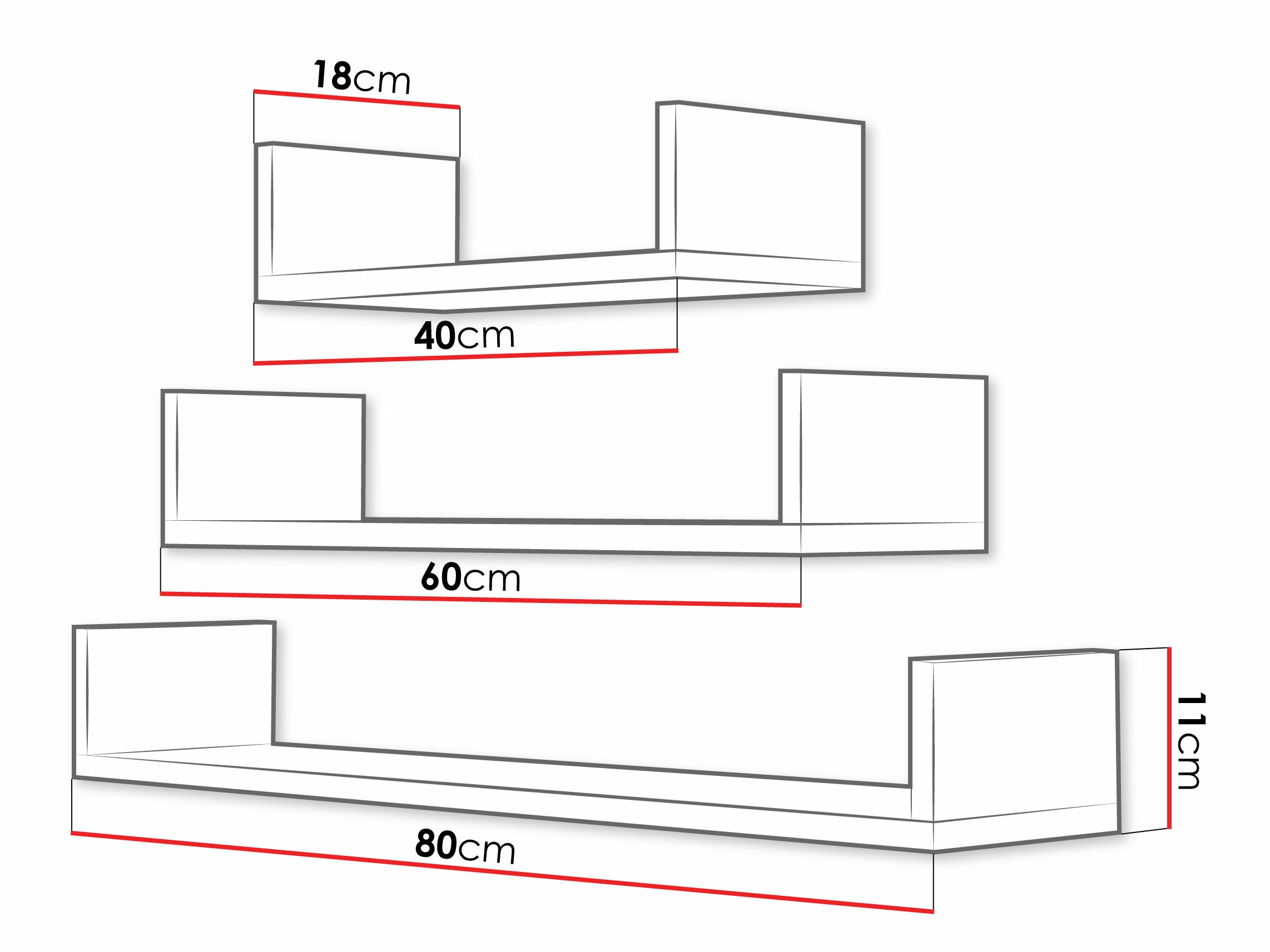 Pakabinamų lentynų komplektas Lexicon (Balta)
