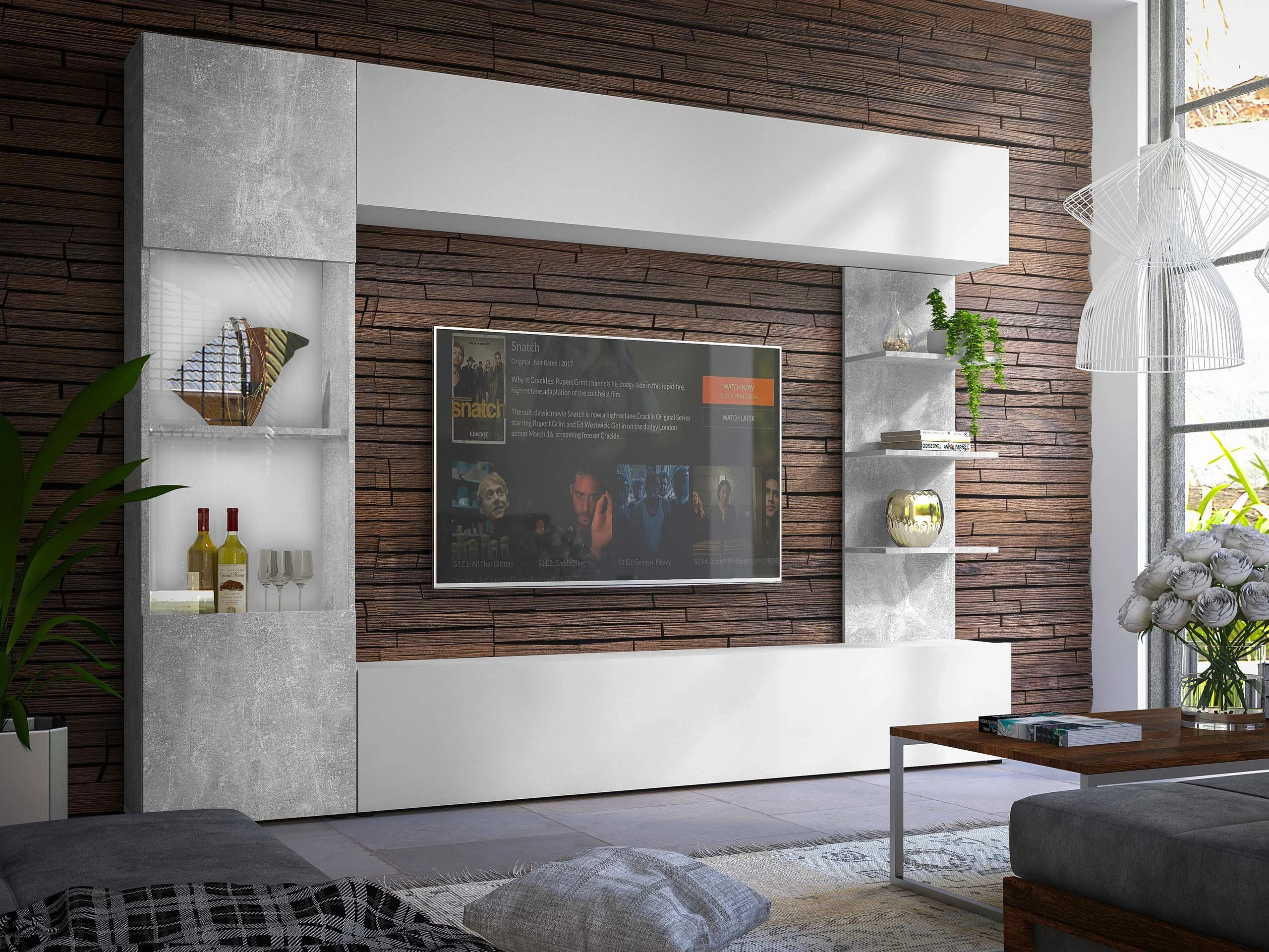 Svetainės komplektas Comfivo Animus (Balta + Betonas)