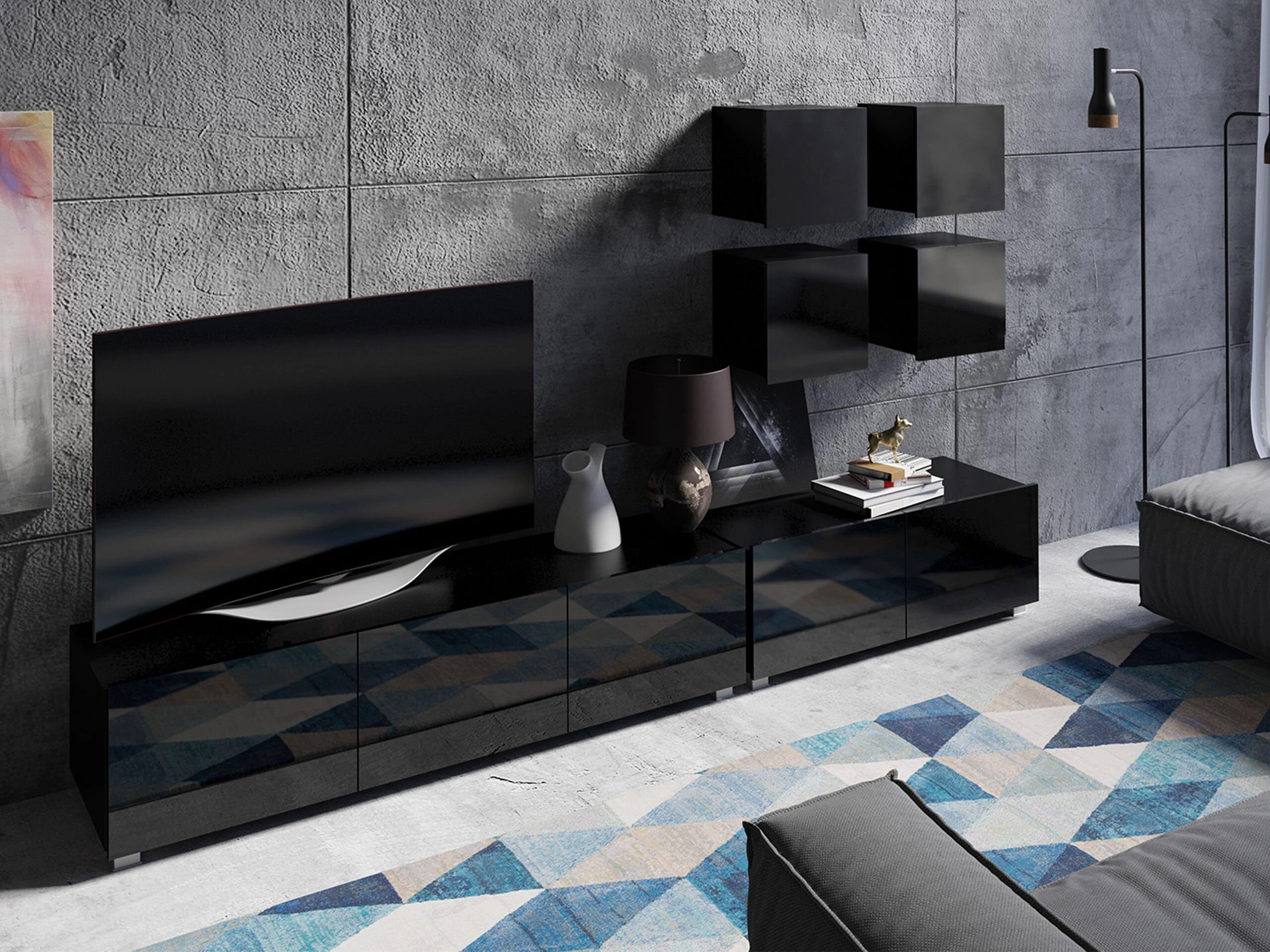 TV staliukas Remus I (Juoda + Blizgi juoda)