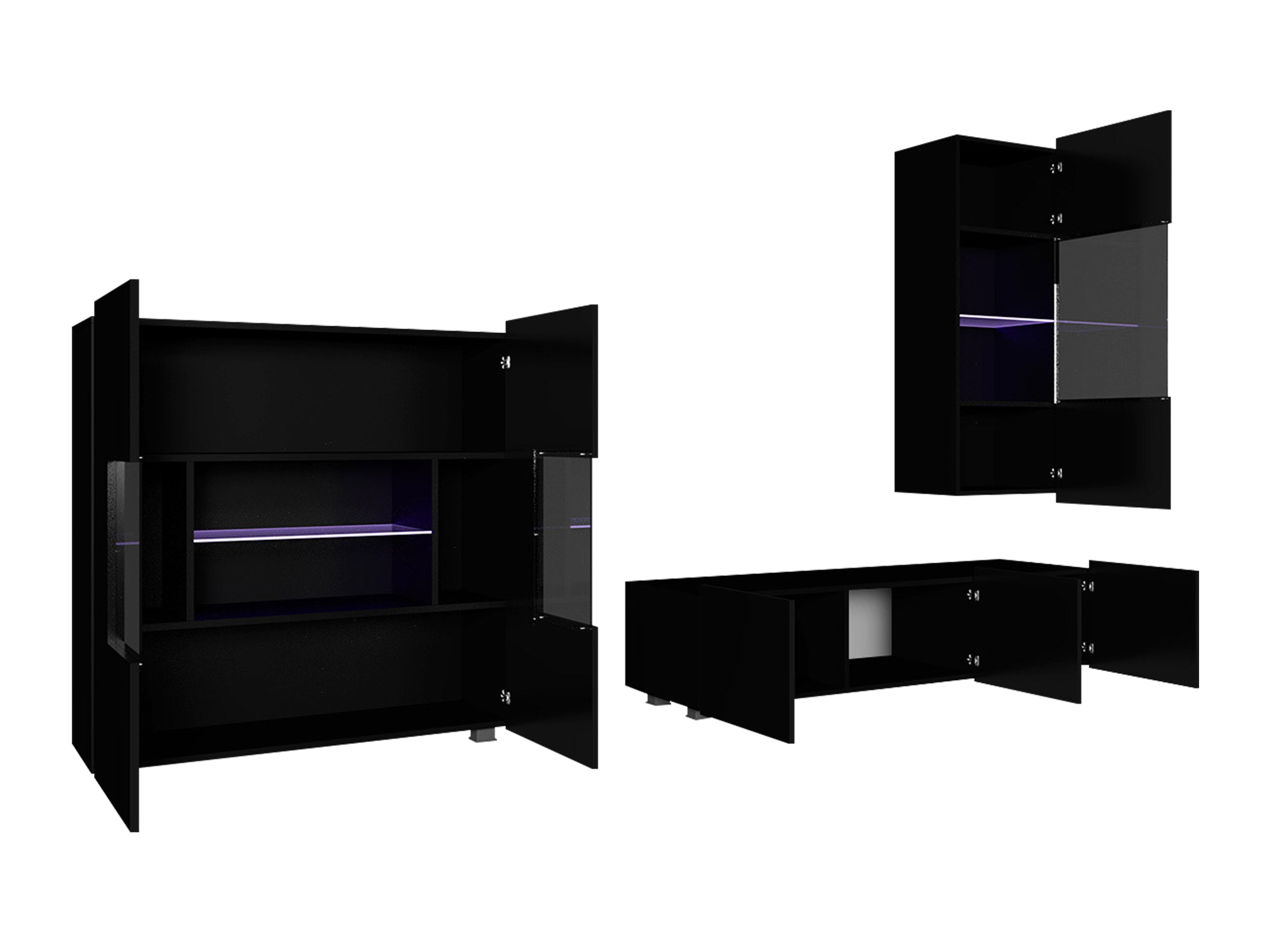 Svetainės komplektas Remus VII (Balta + Blizgi balta)