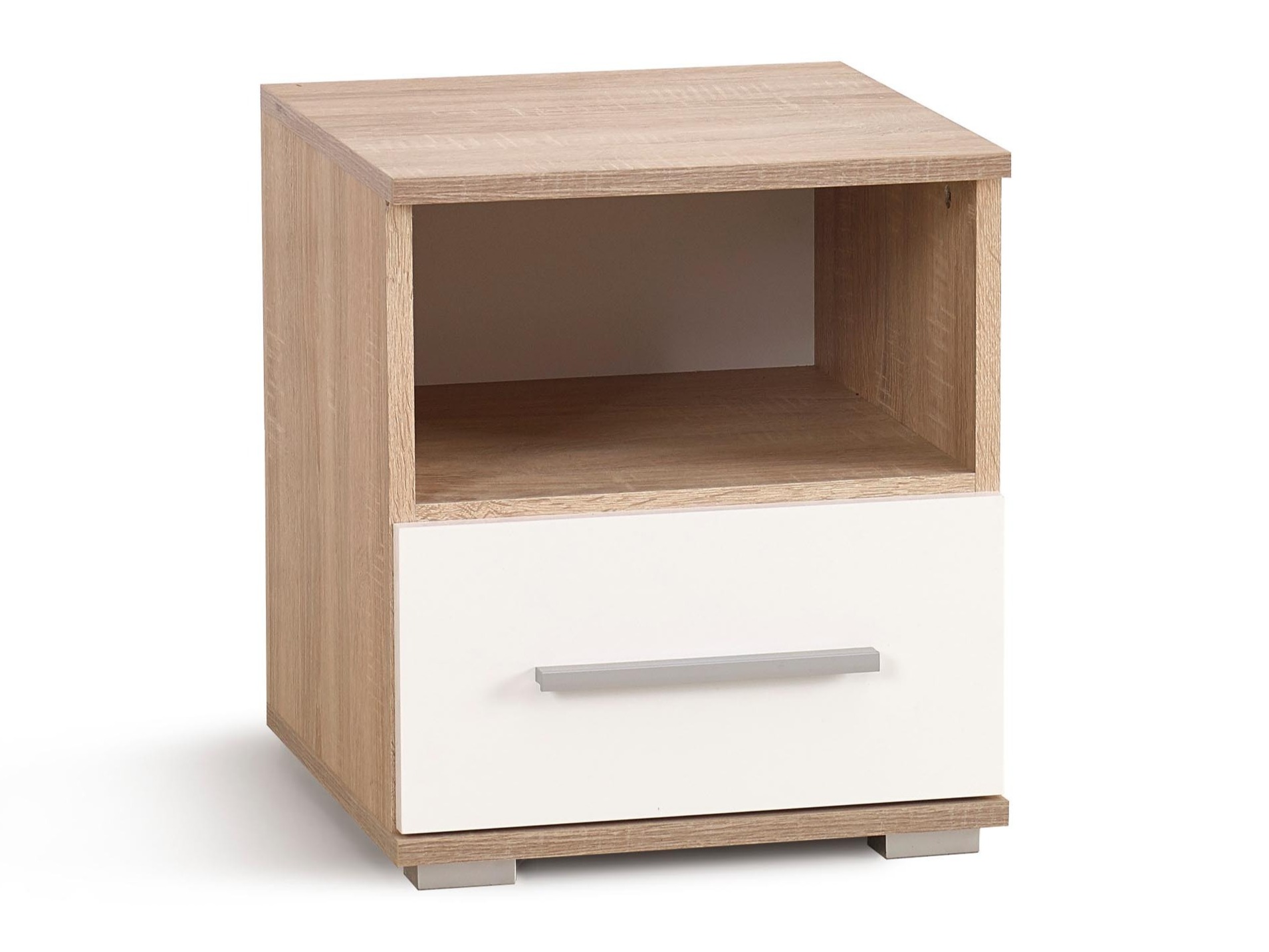 Naktinis staliukas Cirveso 111 (Sonomos ąžuolas + Blizgi balta)
