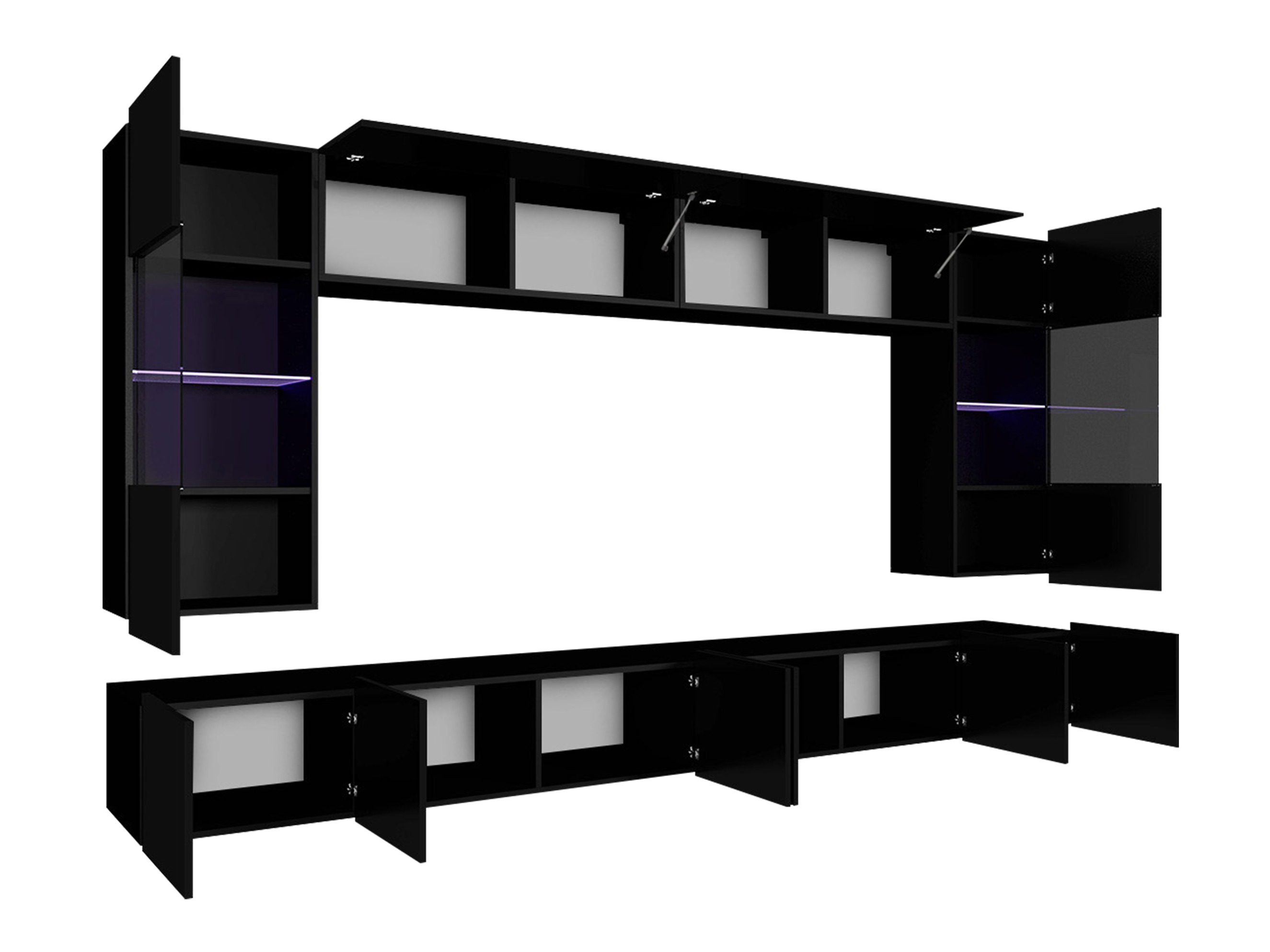 Svetainės komplektas Remus I (Balta + Blizgi balta)