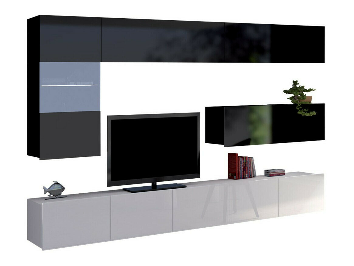 Svetainės komplektas Remus IV (Balta + Blizgi balta + Juoda + Blizgi juoda)