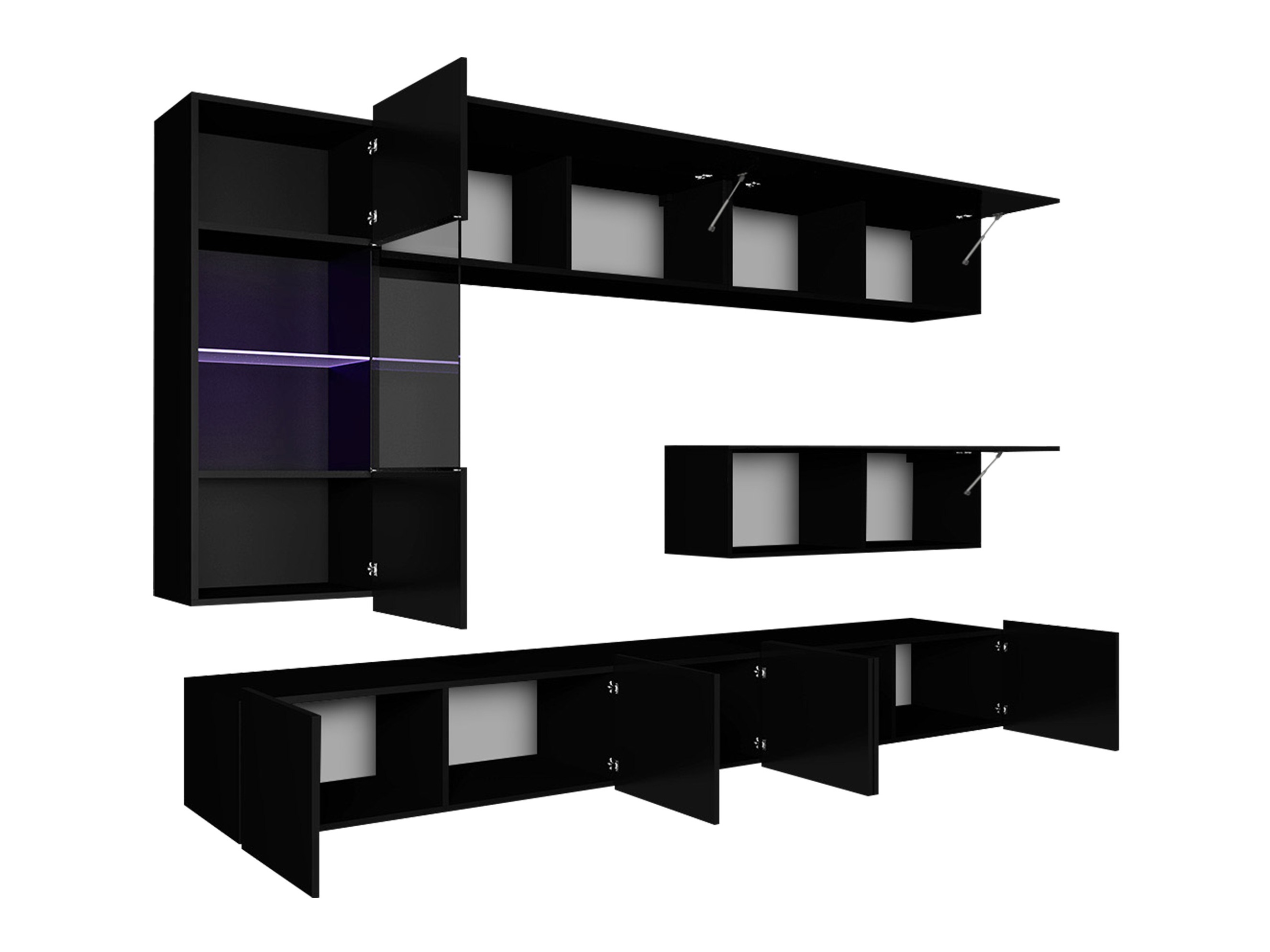 Svetainės komplektas Remus IV (Juoda + Blizgi juoda)