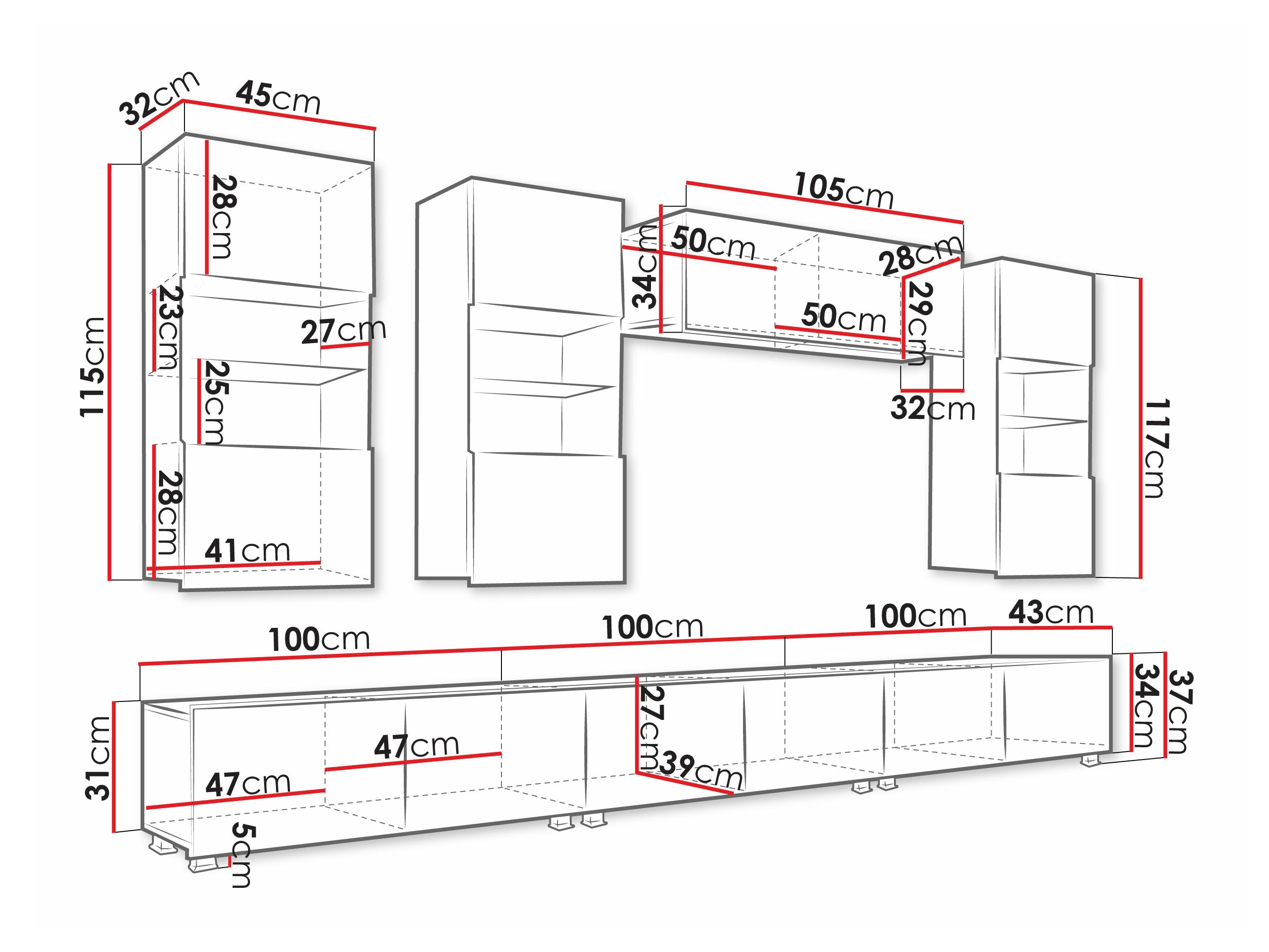 Svetainės komplektas Remus XI (Balta + Blizgi balta)