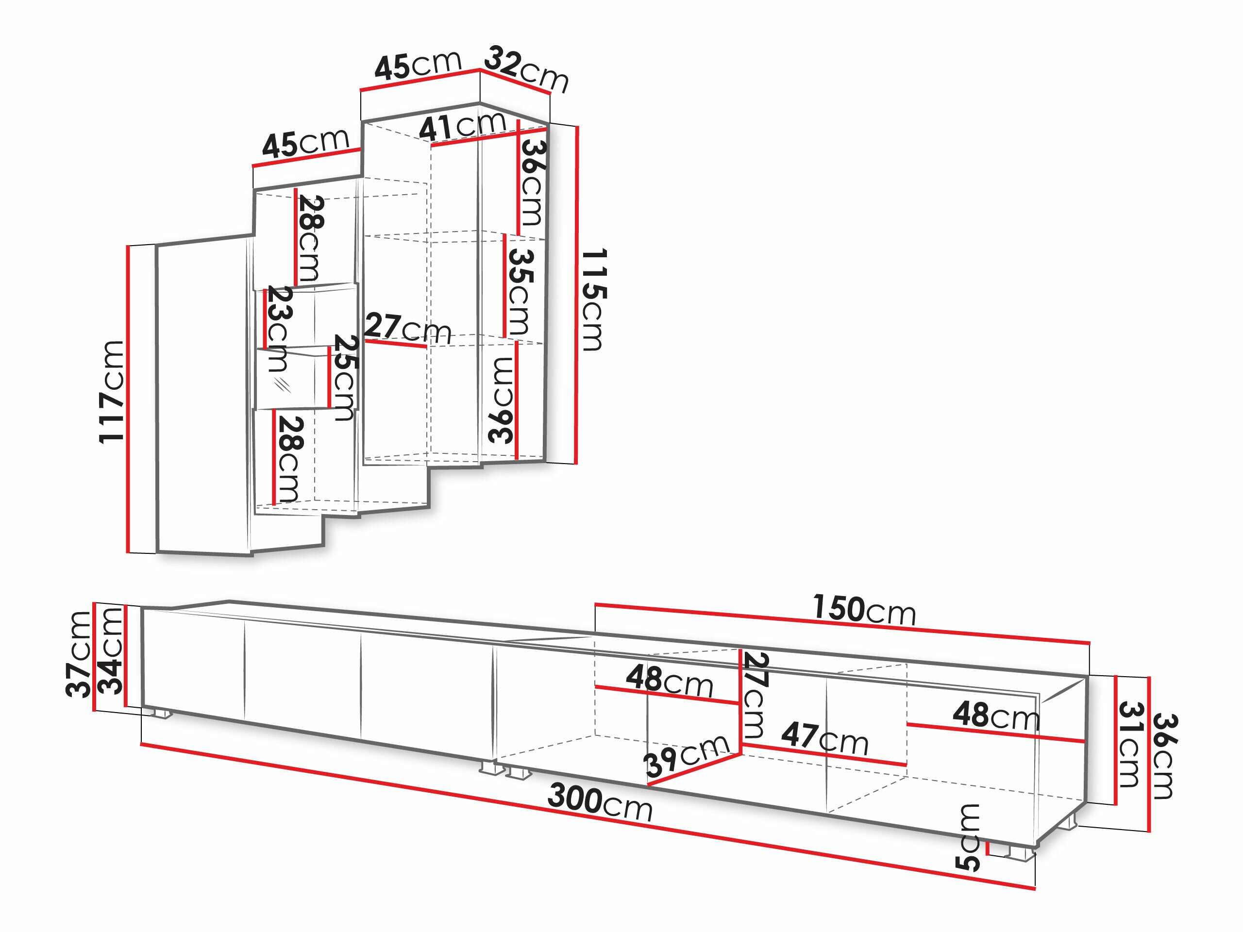 Svetainės komplektas Remus XVII (Juoda + Blizgi juoda)