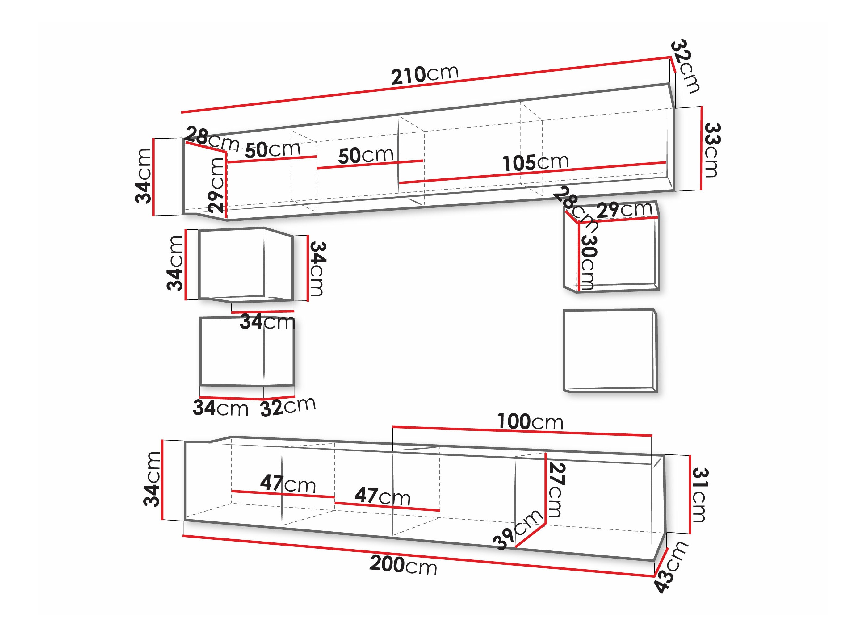 Svetainės komplektas Remus XVI (Juoda + Blizgi juoda)